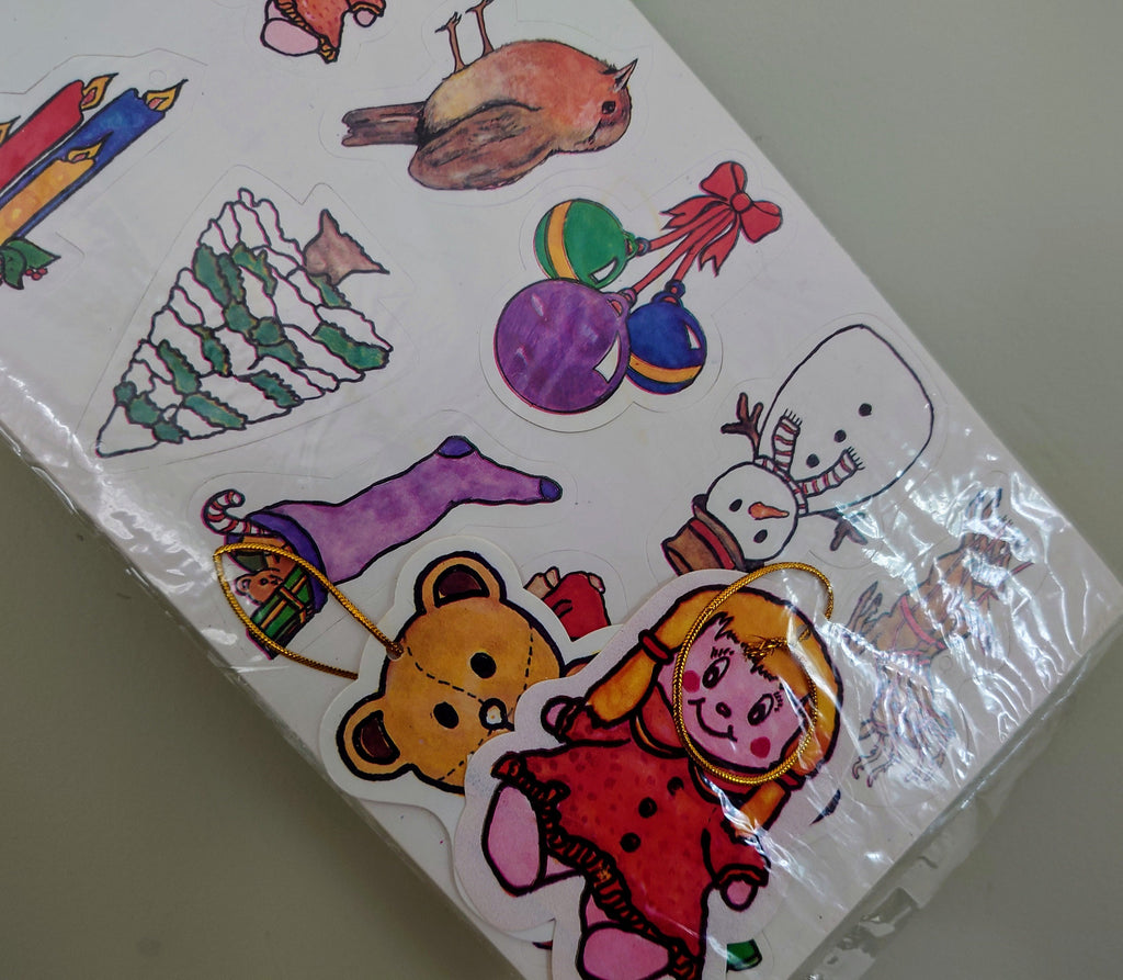 Vintage Christmas Gift Tags 50 Tags Retro 1980's Xmas Gift Tags Stickers Sealed Kitsch Novelty Vintage Christmas Wrapping Gift Tags