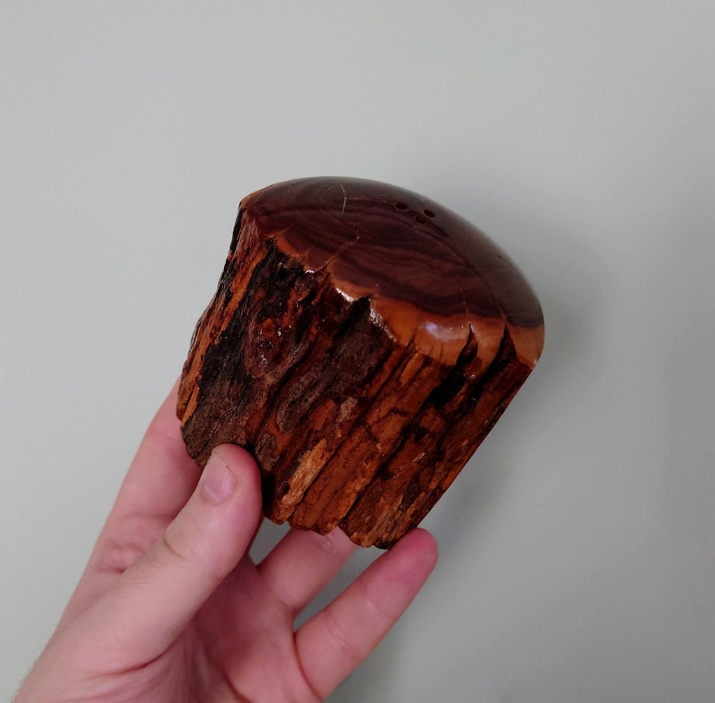 Vintage Salt and Pepper Cruets with Stand African Treen Wood Hand Carved 1953 Weatherwoods Handcrafted Salt and Pepper Shaker Vintage Salts