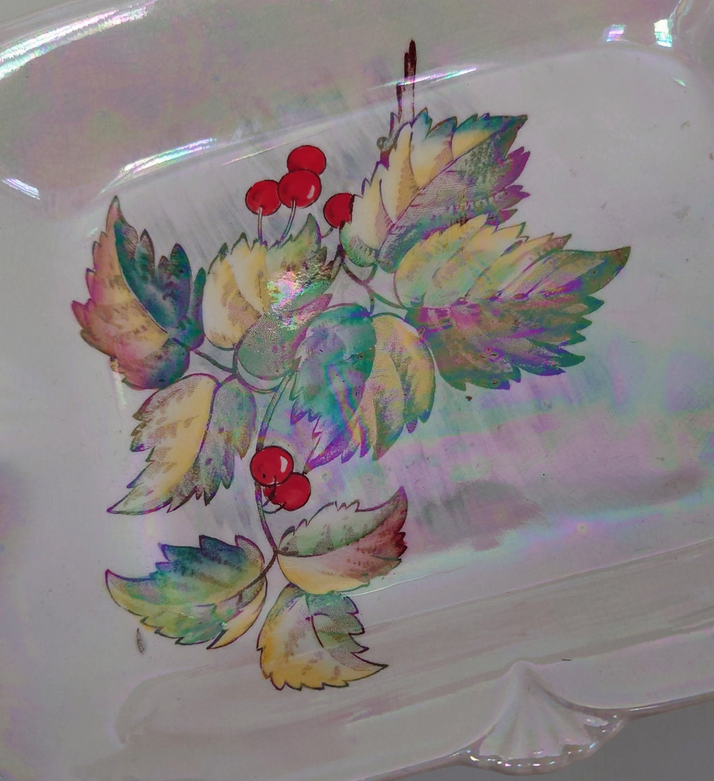 Royal Winton Grimwades Holly Tray Serving Dish Lustre Pottery Earthenware Hand Painted Sandwich Tray
