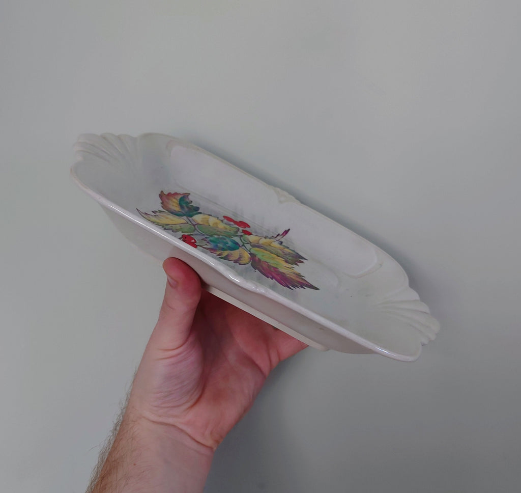 Royal Winton Grimwades Holly Tray Serving Dish Lustre Pottery Earthenware Hand Painted Sandwich Tray