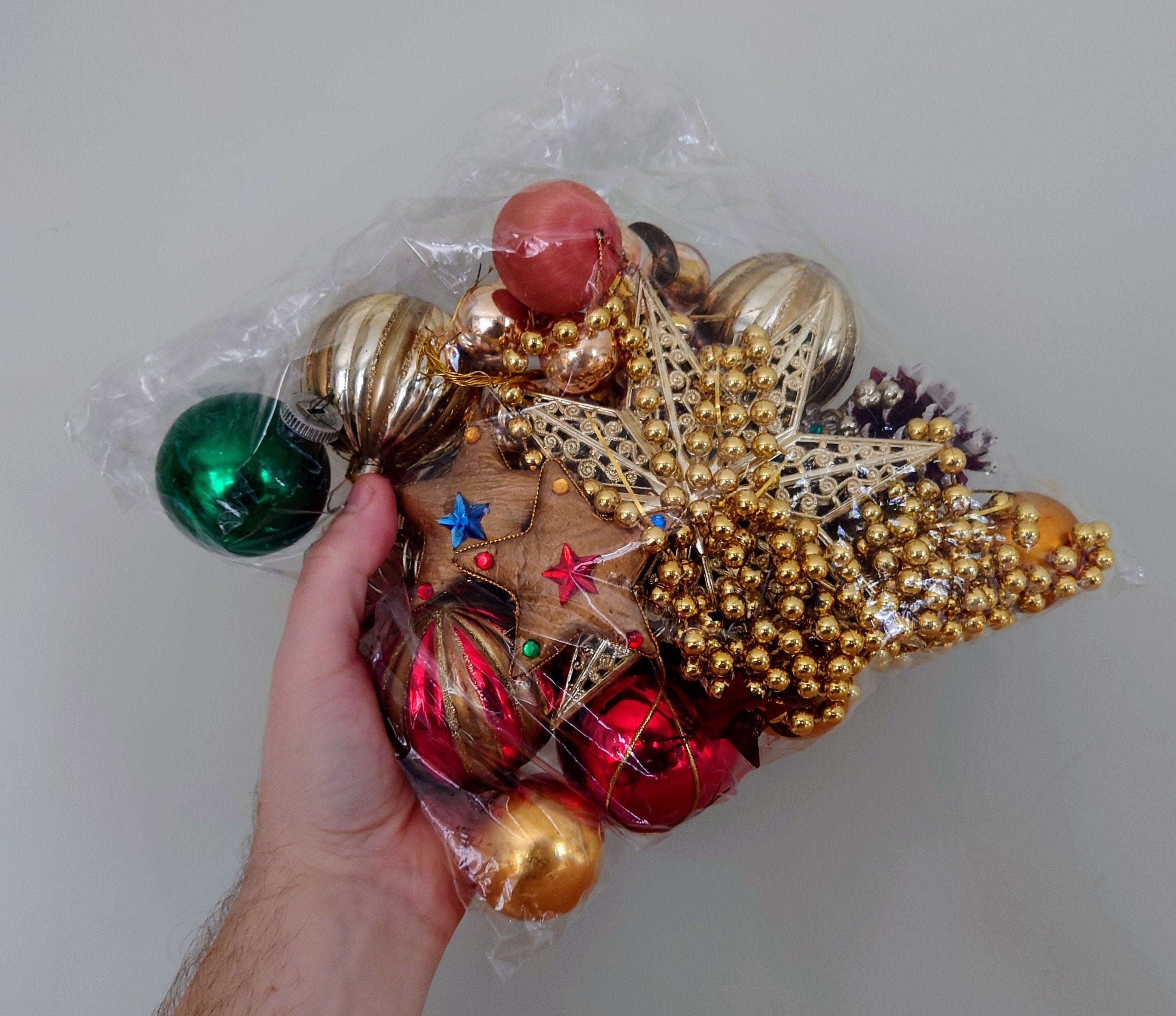 Vintage Bauble Job Lot Christmas Decorations Kitsch Christmas Tree Ornaments Plastic Baubles Xmas Globes Christmas Craft Job lot Crafting
