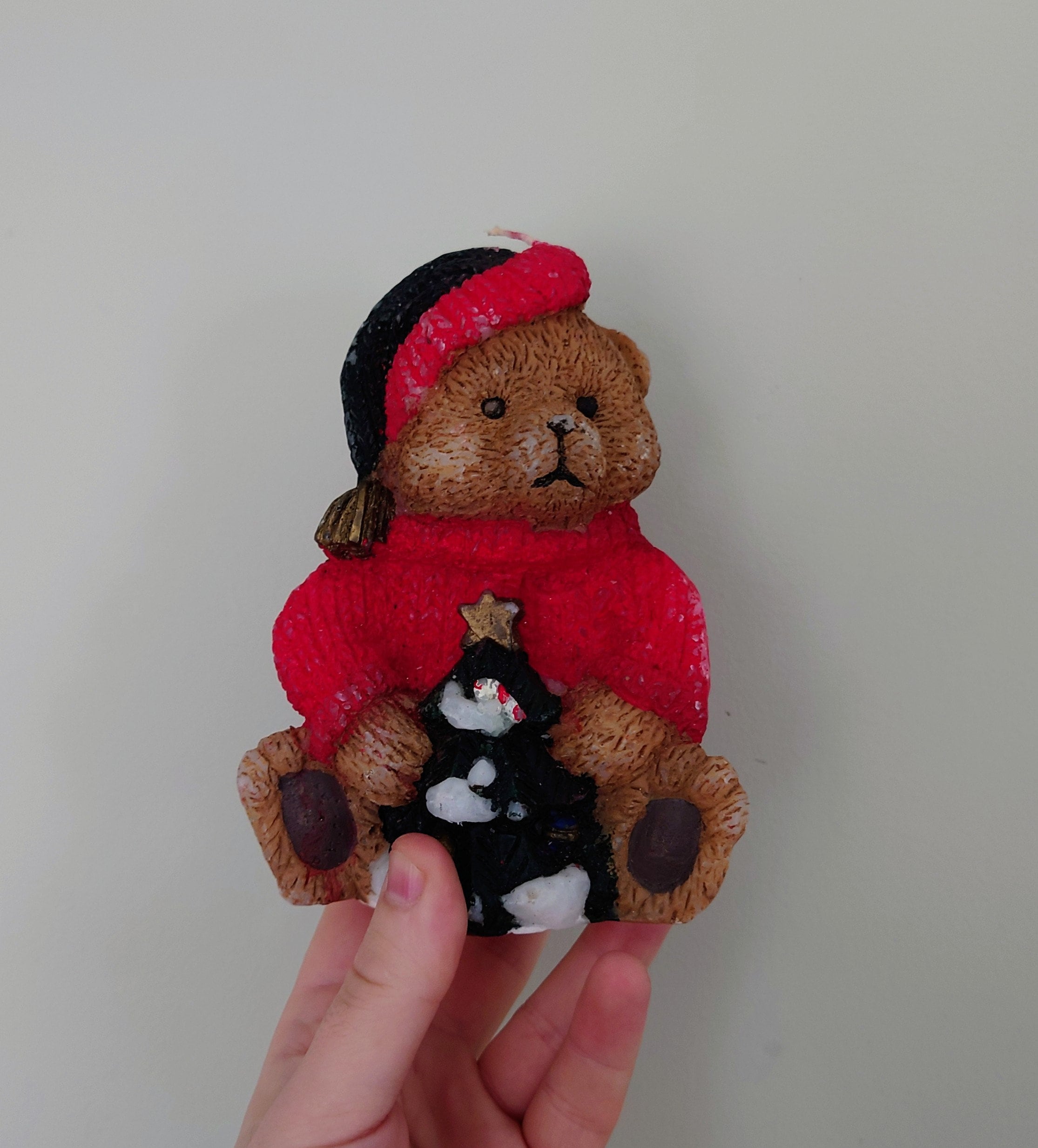 Vintage Candle Christmas Teddy Bear Candle Decoration Decorative Novelty Kitsch Candle Ornamental Christmas Bear Figurine Candle Décor