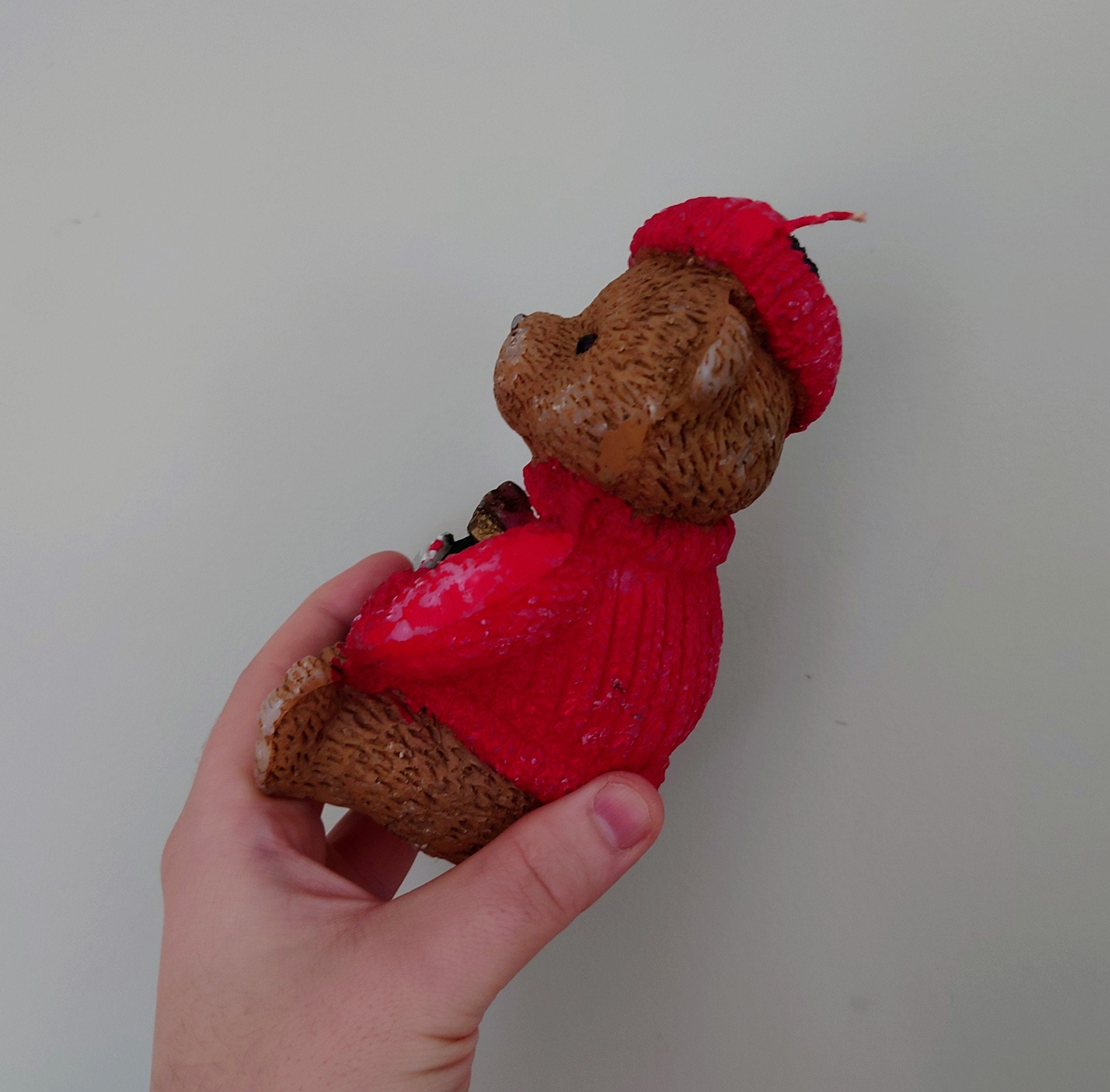 Vintage Candle Christmas Teddy Bear Candle Decoration Decorative Novelty Kitsch Candle Ornamental Christmas Bear Figurine Candle Décor