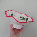 Christmas Holly Fruit Bowl Ceramic Retro Christmas Decorative Pedestal Bowl Footed Ceramic Bowl Dinning and Serving Christmas Dinner Table
