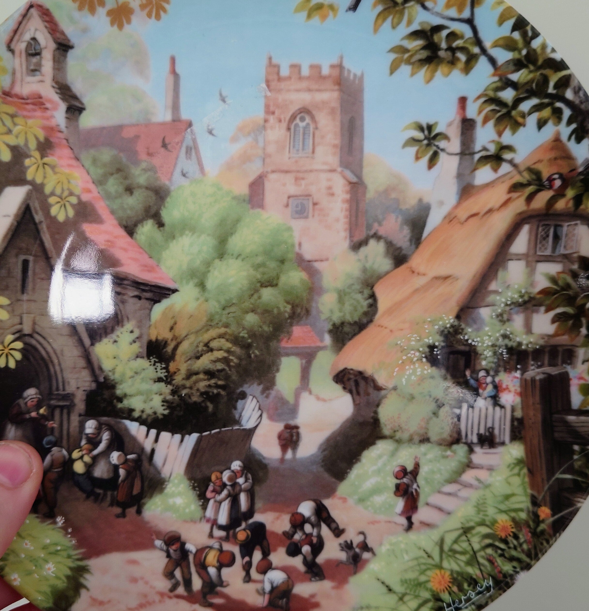Vintage Wall Plate 'The Tale of Country Village Scene' Ceramic Plate Fine Bone China Porcelain Coalport Fine Porcelain Decorative Plate