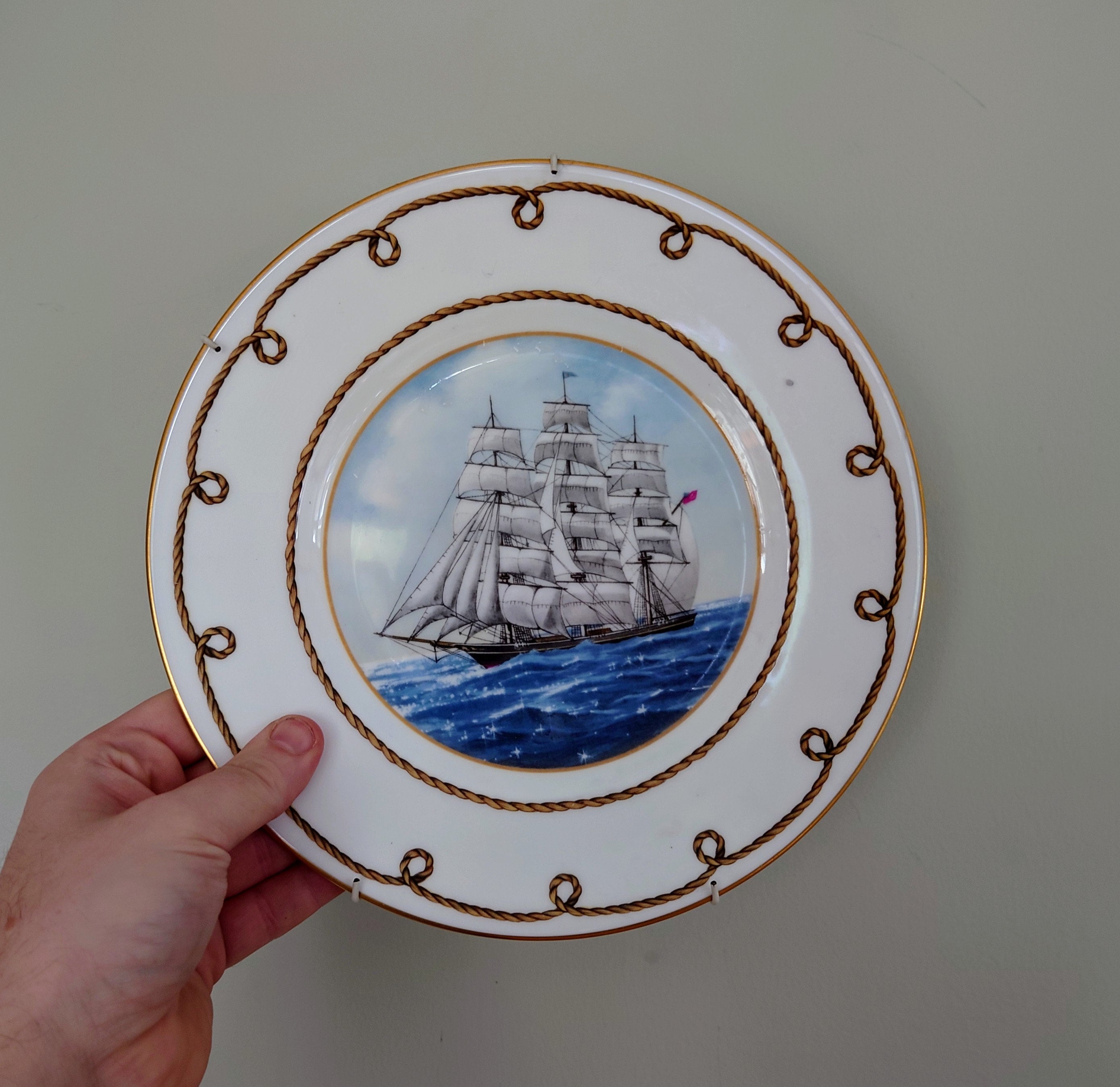 Vintage Wall Plate 'Sailing Ships Scene' Ceramic Plate Fine Bone China Porcelain Coalport Fine Porcelain Decorative Plate