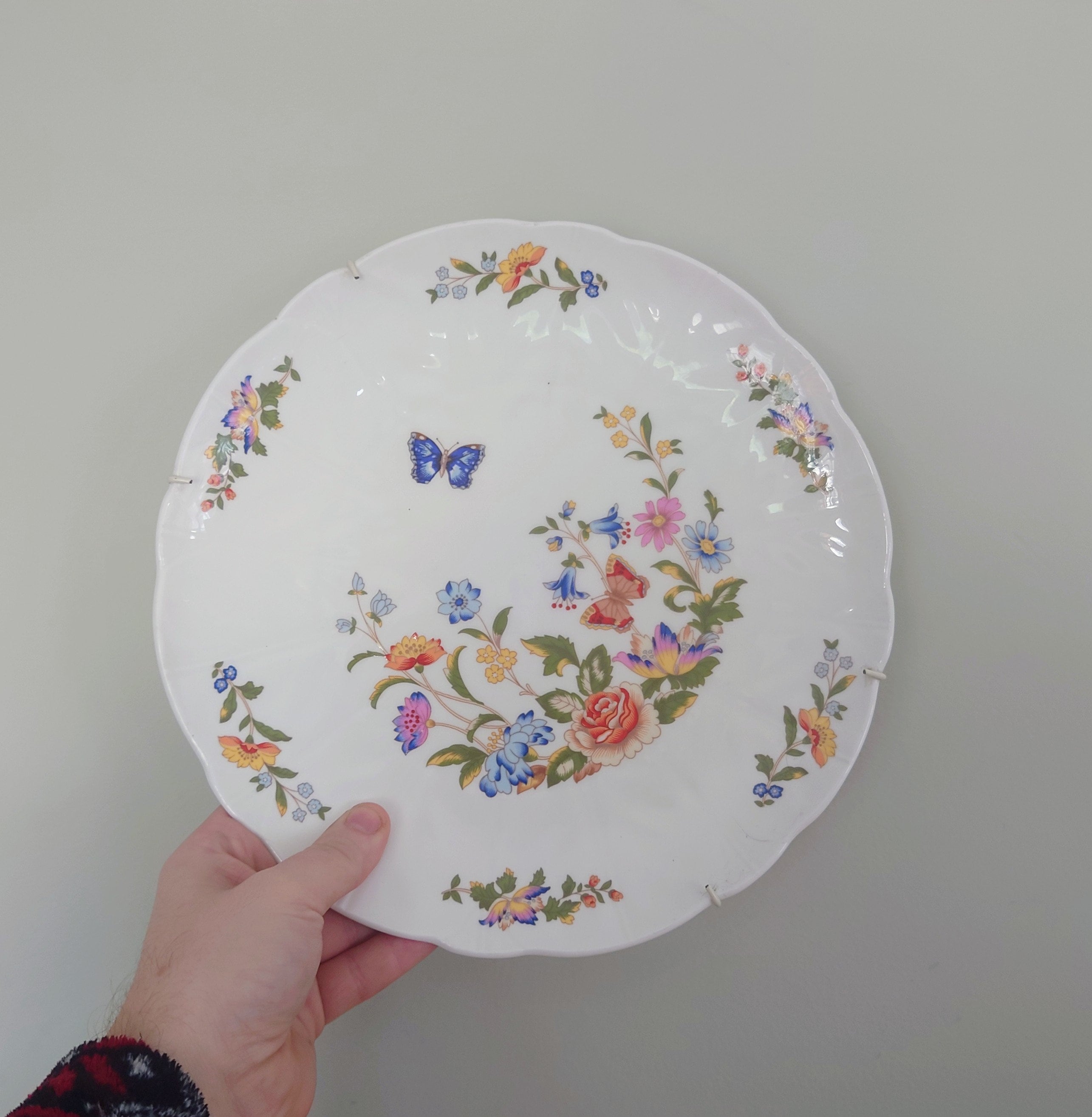 Cake Plate Cottage Garden Fine Bone China Porcelain Made in England Cottage Garden Pattern Collectable Vintage Plate