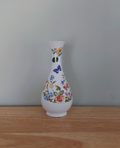 Aynsley Globe Vase Cottage Garden Fine Bone China Porcelain Made in England Country Cottage Pattern Collectable Vintage