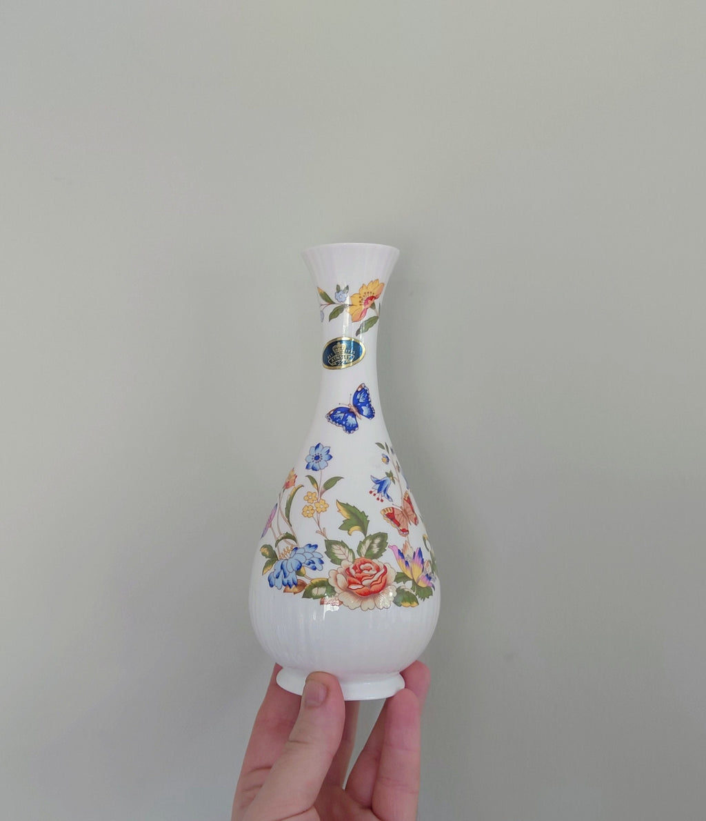 Aynsley Globe Vase Cottage Garden Fine Bone China Porcelain Made in England Country Cottage Pattern Collectable Vintage