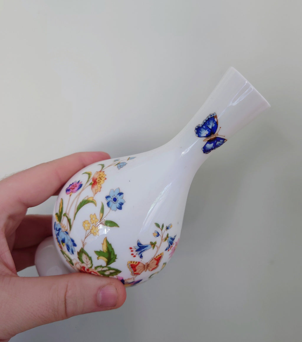 Aynsley Bud Vase Cottage Garden Fine Bone China Porcelain Made in England Country Cottage Pattern Collectable Vintage
