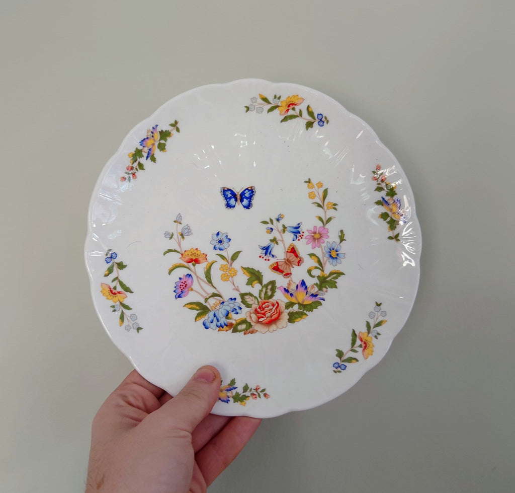 Flat Cake Plate/Cheese Plate Cottage Garden Fine Bone China Porcelain Made in England Cottage Garden Pattern Collectable Vintage Plate