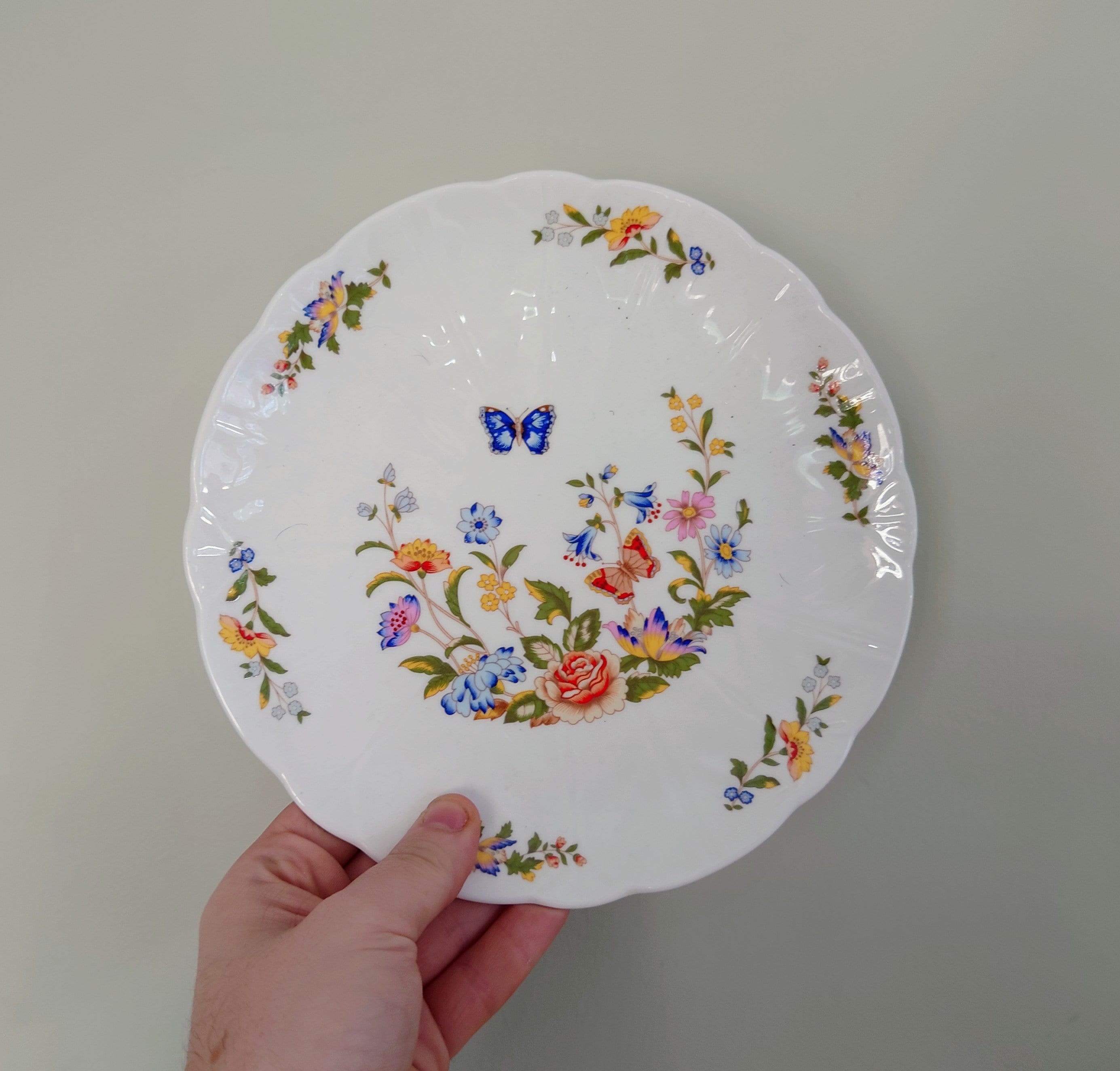 Flat Cake Plate/Cheese Plate Cottage Garden Fine Bone China Porcelain Made in England Cottage Garden Pattern Collectable Vintage Plate
