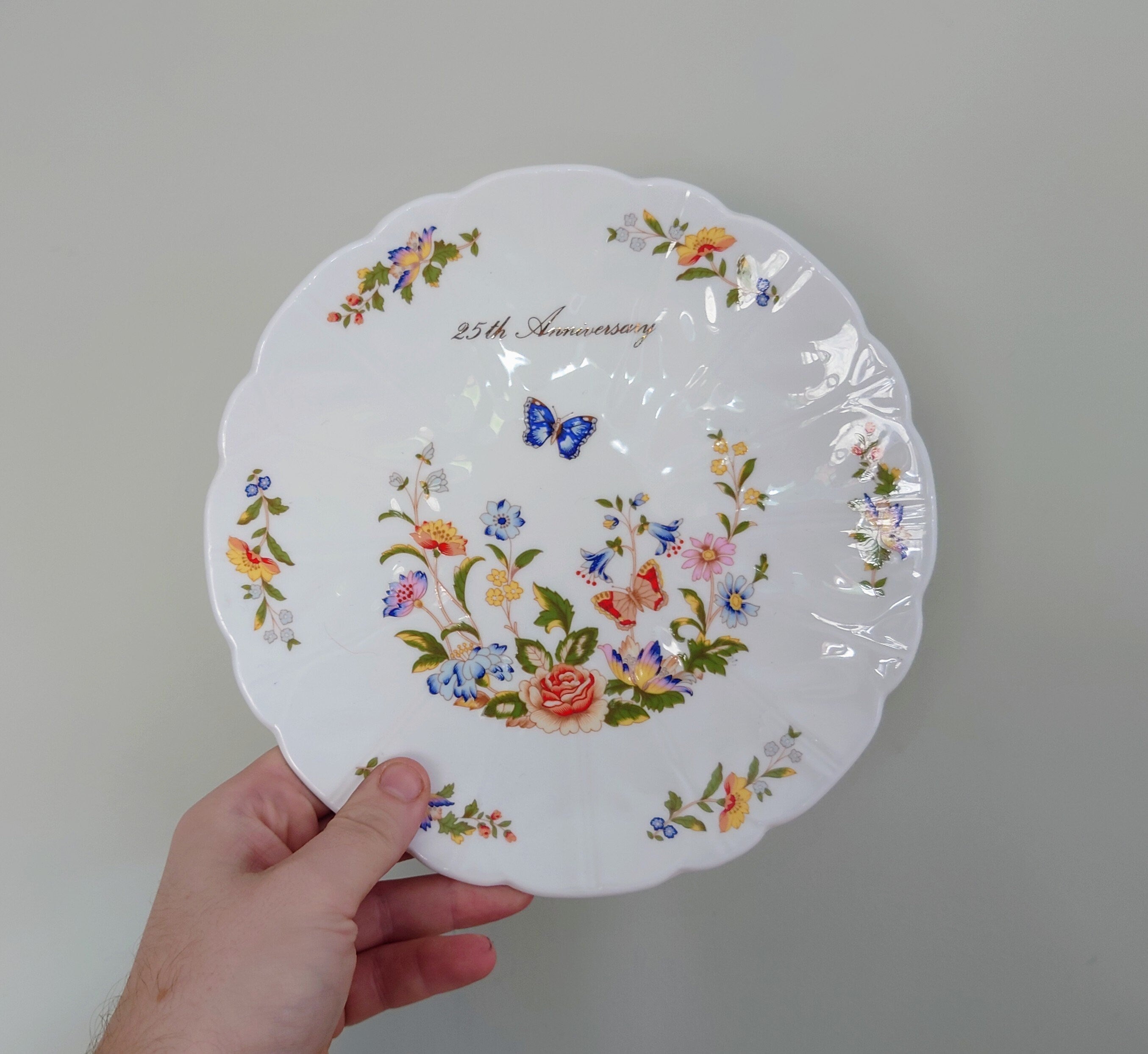 Flat Cake Plate/Cheese Plate Cottage Garden Fine Bone China Porcelain Made in England Cottage Garden Pattern Collectable Vintage Anniversary
