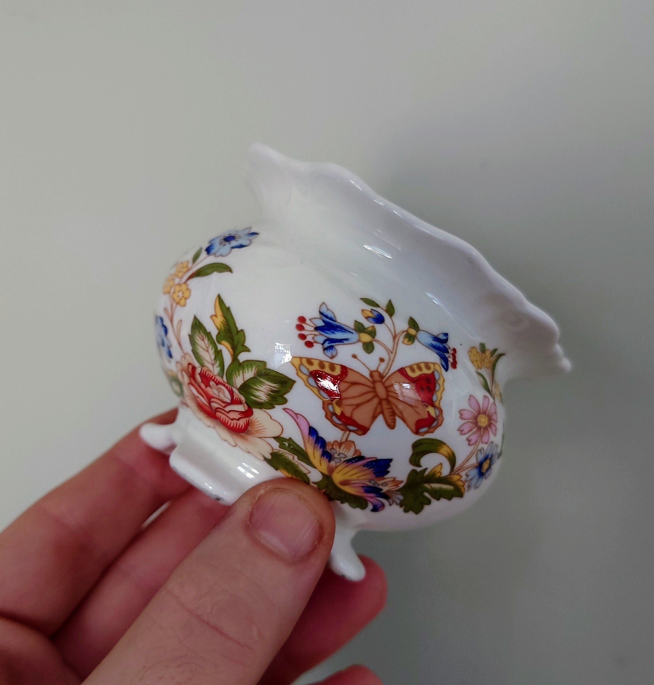 Aynsley Mini Open Sugar Bowl Cottage Garden Fine Bone China Porcelain Made in England Cottage Garden Pattern Collectable Vintage