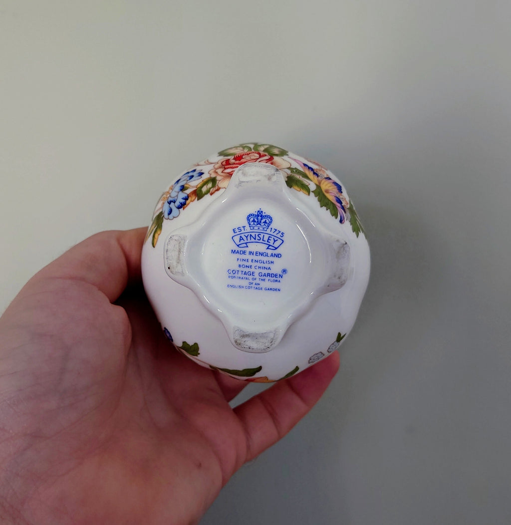 Aynsley Mini Open Sugar Bowl Cottage Garden Fine Bone China Porcelain Made in England Cottage Garden Pattern Collectable Vintage