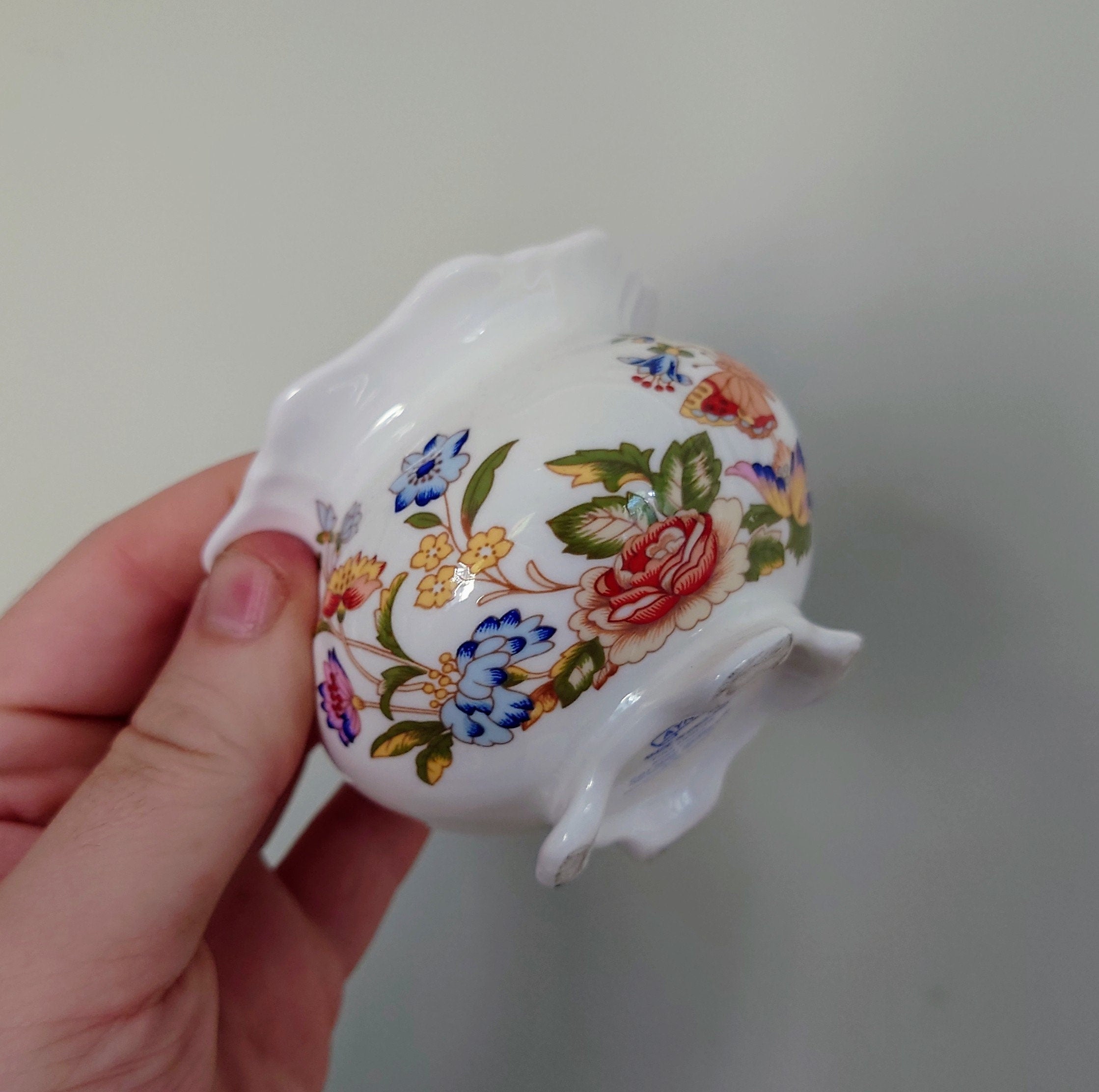 Aynsley Mini Open Sugar Bowl Cottage Garden Fine Bone China Porcelain Made in England Cottage Garden Pattern Collectable Vintage