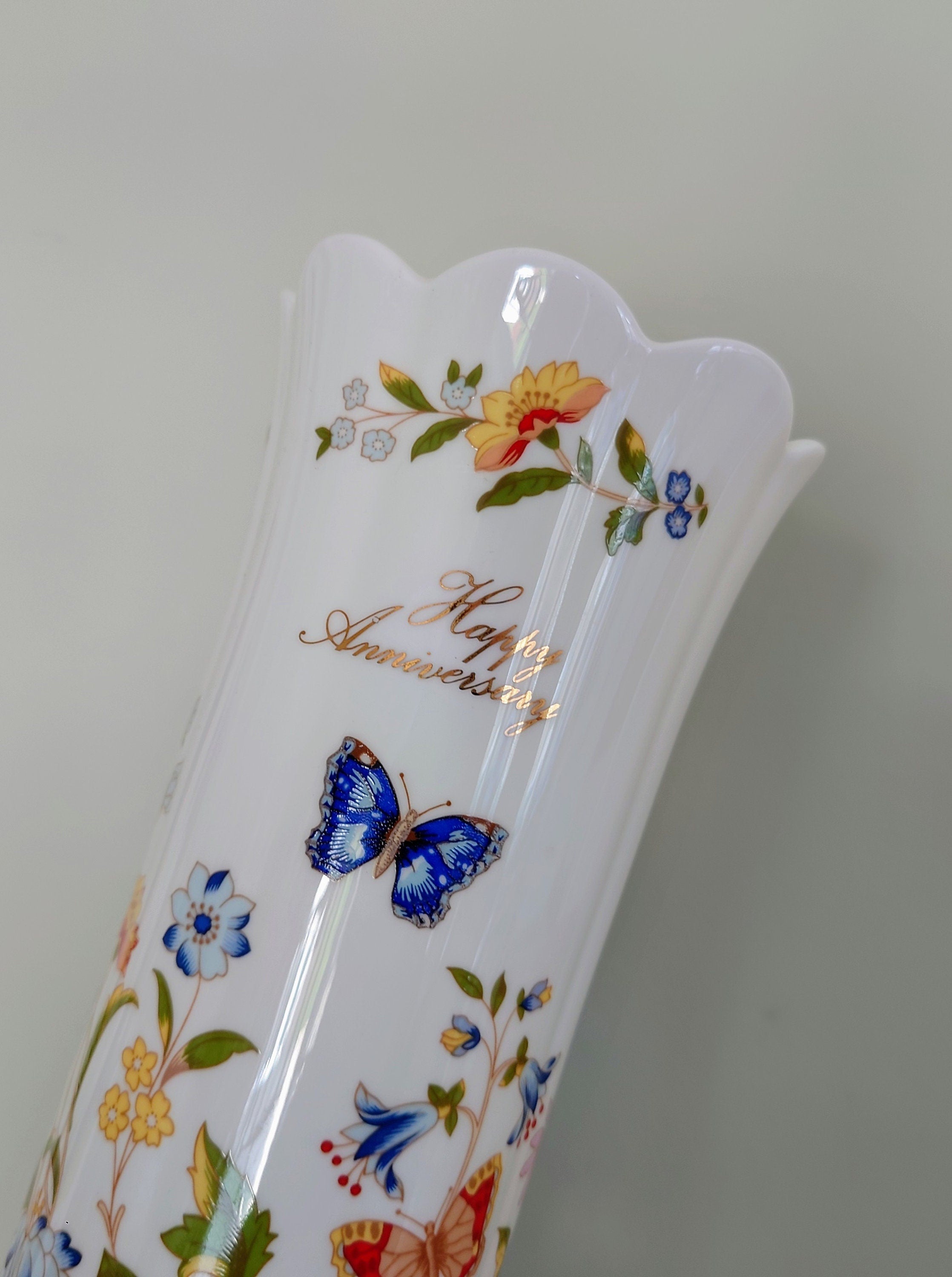 Vase 8" Mayfair Vase Cottage Garden Aynsley Fine Bone China Porcelain Made in England Cottage Garden Pattern Collectable Gift Vintage