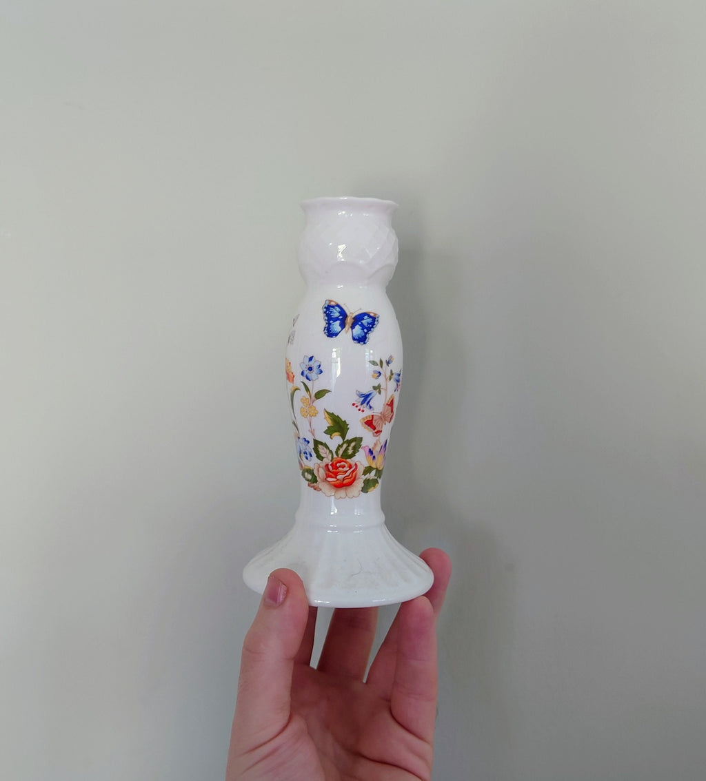 Candle Holder Cottage Garden Aynsley Porcelain Made in England Cottage Garden Pattern Collectable Vintage Candlestick holder