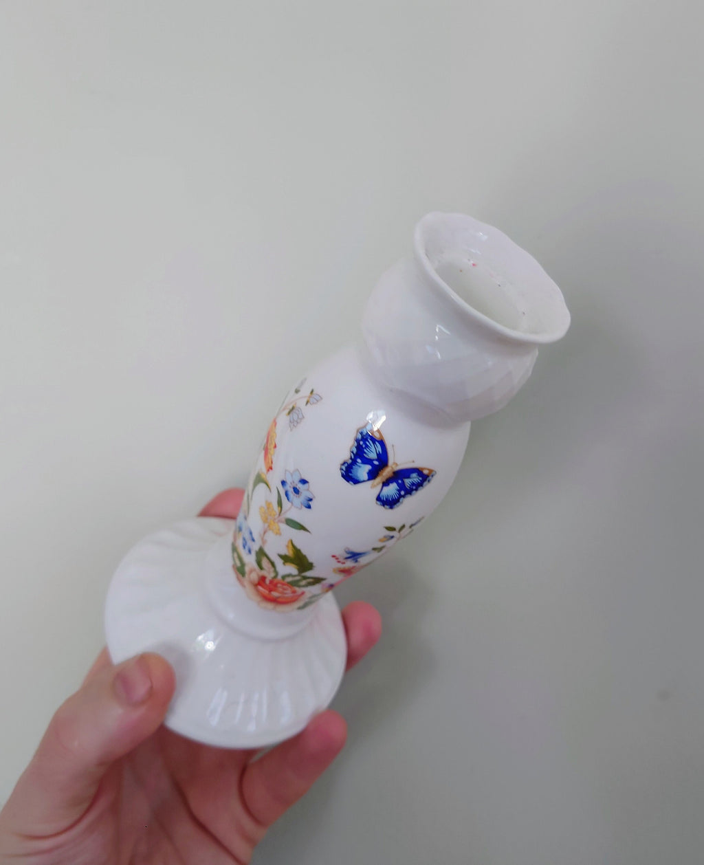 Candle Holder Cottage Garden Aynsley Porcelain Made in England Cottage Garden Pattern Collectable Vintage Candlestick holder