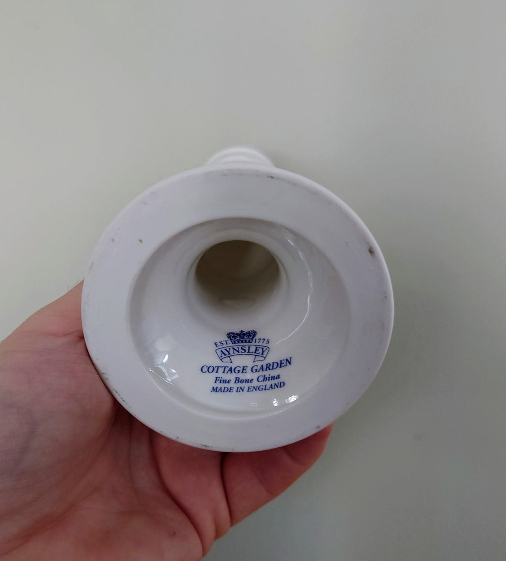 Candle Holder Cottage Garden Aynsley Porcelain Made in England Cottage Garden Pattern Collectable Vintage Candlestick holder
