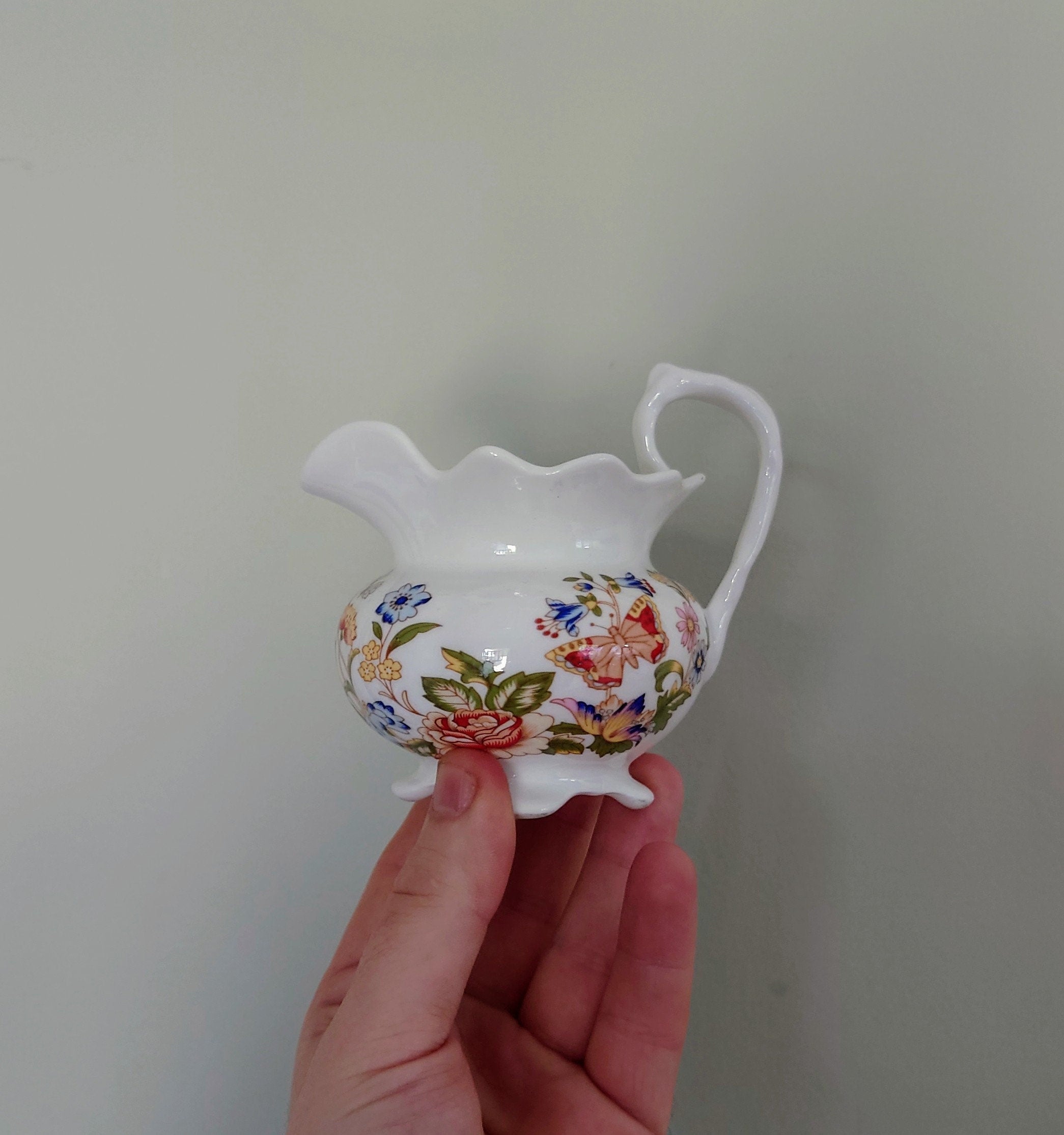 Aynsley Milk Jug Creamer Cottage Garden Fine Bone China Porcelain Made in England Country Cottage Pattern Collectable Vintage
