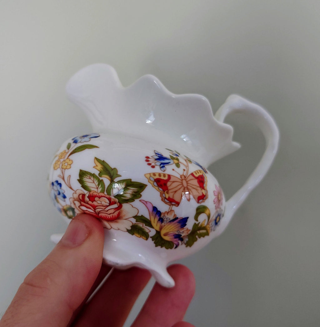 Aynsley Milk Jug Creamer Cottage Garden Fine Bone China Porcelain Made in England Country Cottage Pattern Collectable Vintage