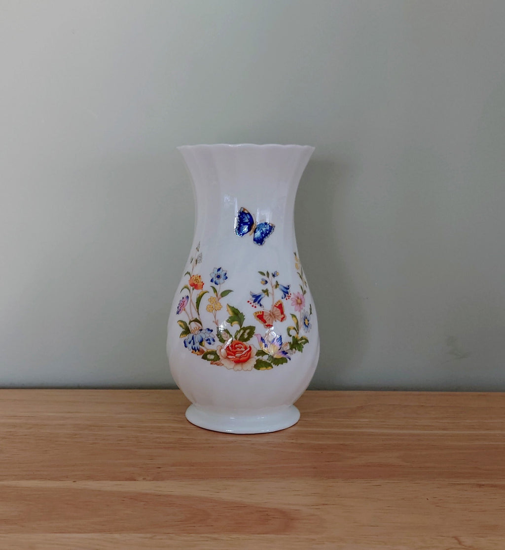Aynsley Cascade Spiral Vase Cottage Garden Aynsley Fine Bone China Porcelain Made in England Cottage Garden Pattern Collectable Gift Vintage