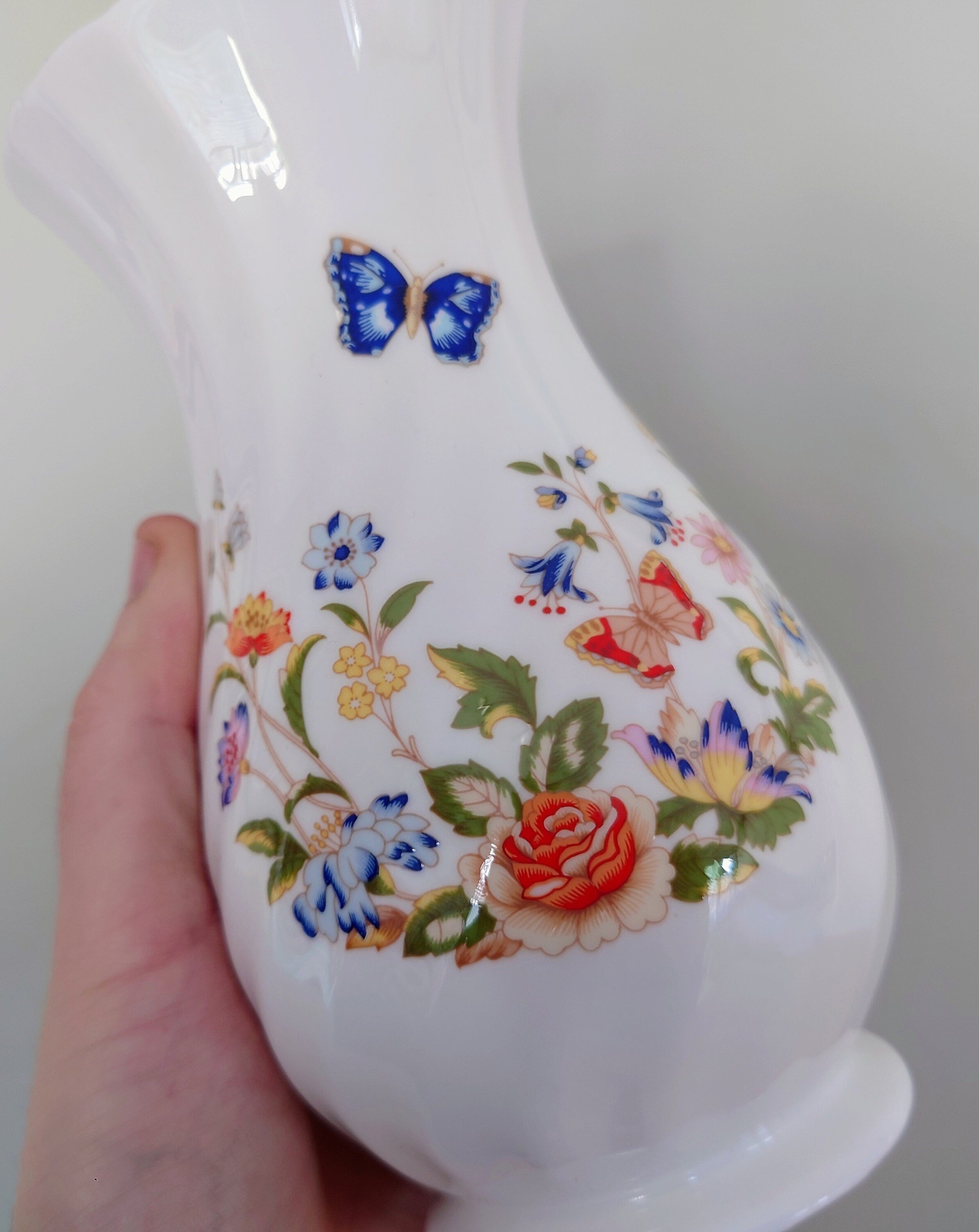 Aynsley Cascade Spiral Vase Cottage Garden Aynsley Fine Bone China Porcelain Made in England Cottage Garden Pattern Collectable Gift Vintage