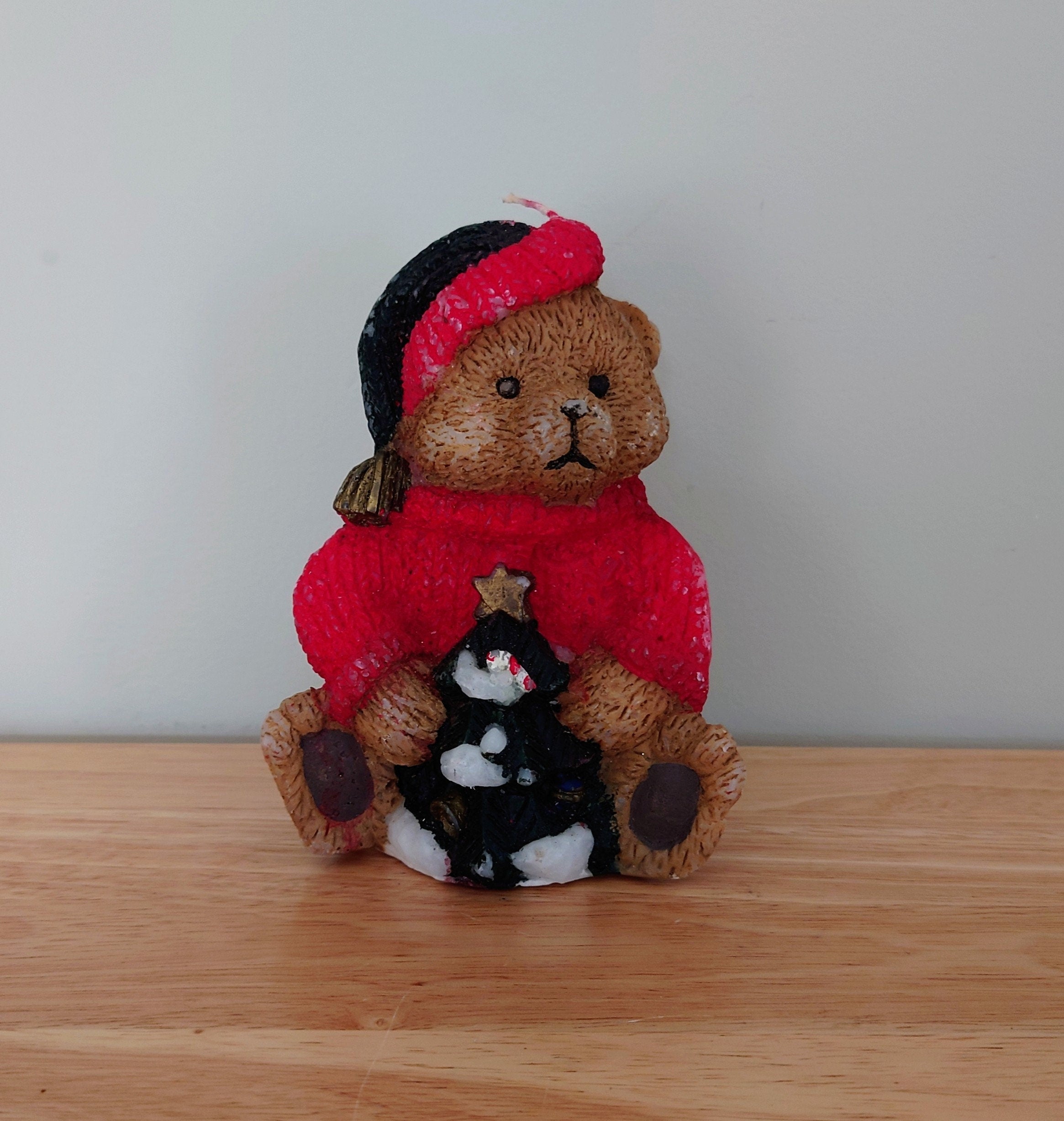 Vintage Candle Christmas Teddy Bear Candle Decoration Decorative Novelty Kitsch Candle Ornamental Christmas Bear Figurine Candle Décor