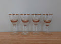 Vintage Drinking Glasses Wine Set of 4 Gold Etched Modernist Luminarc glasses Cocktail party Liquor Shot Glasses