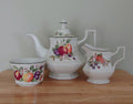 Ceramic Eternal Beau Teaset Teapot, Sugar Bowl, Milk Jug Ceramic Set Vintage 1980's Eternal Beau Tea Service Floral Country