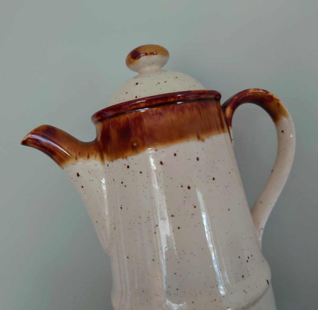 Vintage Coffee Pot Retro Brown Set Milk Jug, Sugar Bowl 1970's Ceramic Coffeepot Brown 1970's Retro Earthenware Sadler England