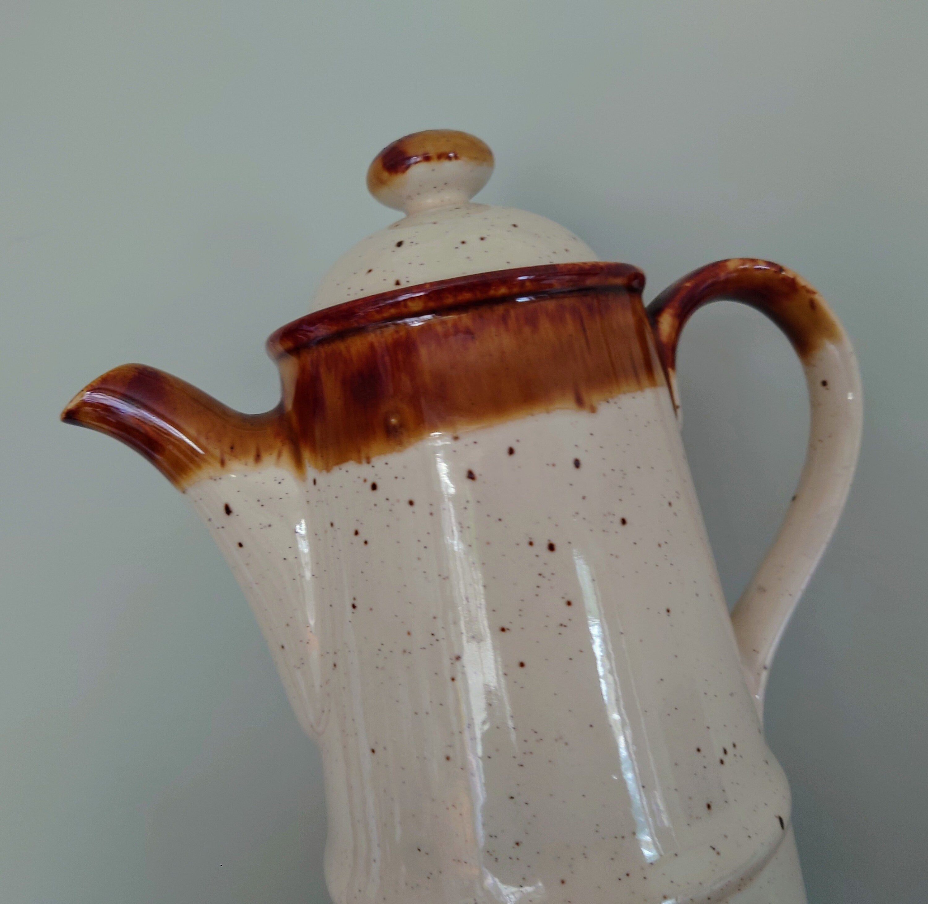 Vintage Coffee Pot Retro Brown Set Milk Jug, Sugar Bowl 1970's Ceramic Coffeepot Brown 1970's Retro Earthenware Sadler England