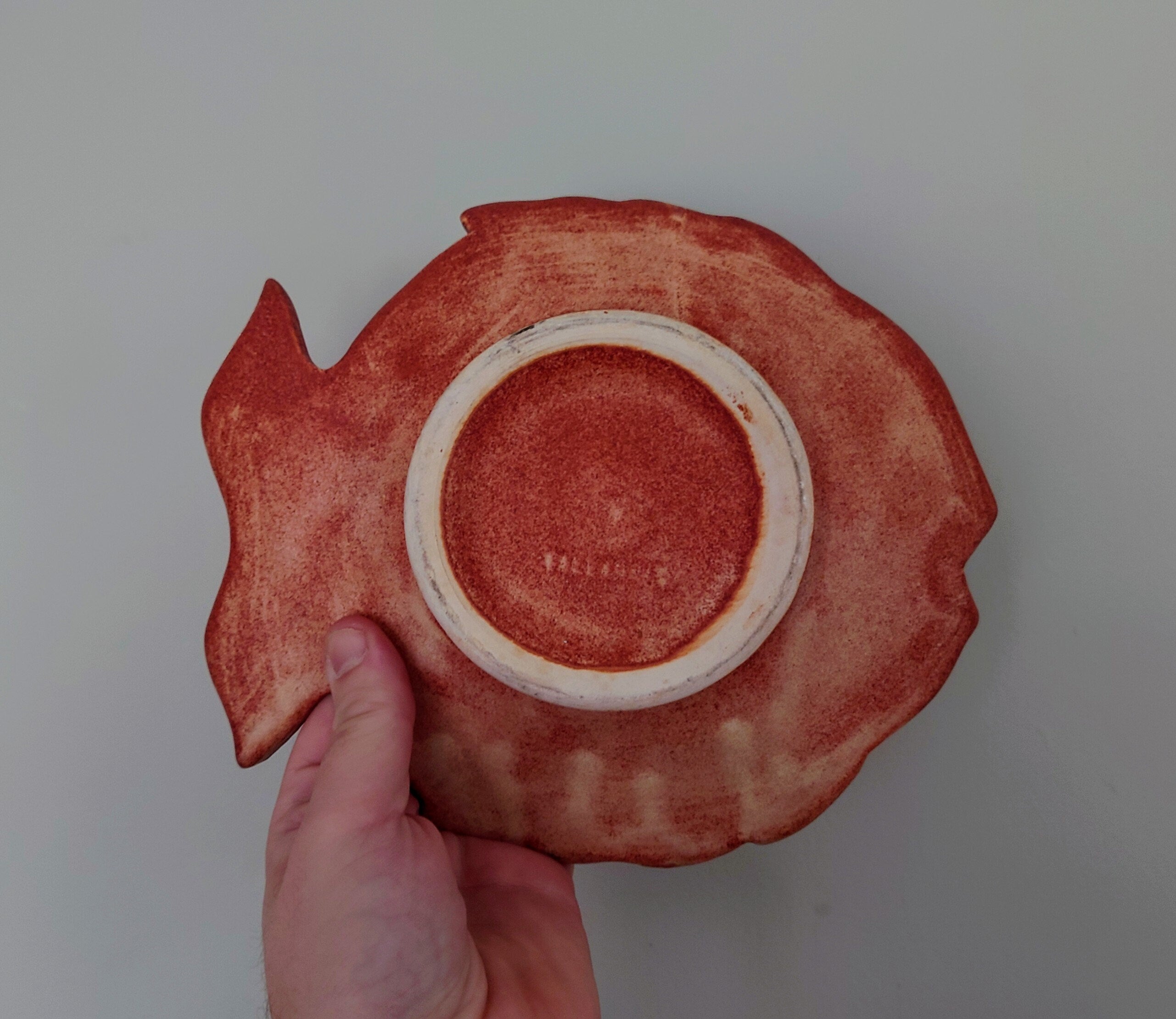 Vintage Red Fish Dish Ceramic Tray Shell Bowl Retro Key Dish Fruit Bowl Bathroom Décor Ornament Red Lustre