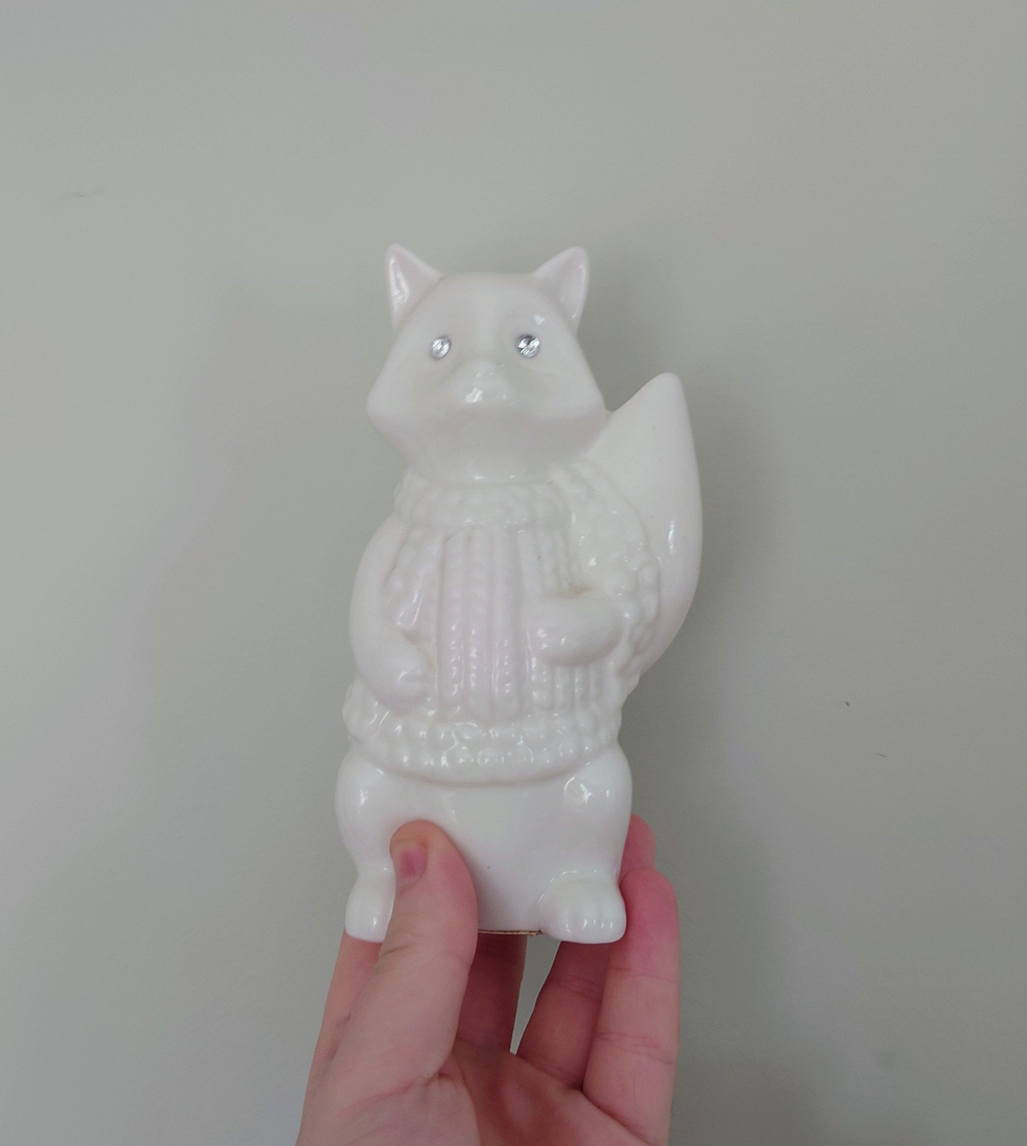 Squirrel and Fox White Statue Figurine Glam Kitsch Decorative Figurine Animal White Ceramic Pottery Woodland Fox and squirrel Vintage