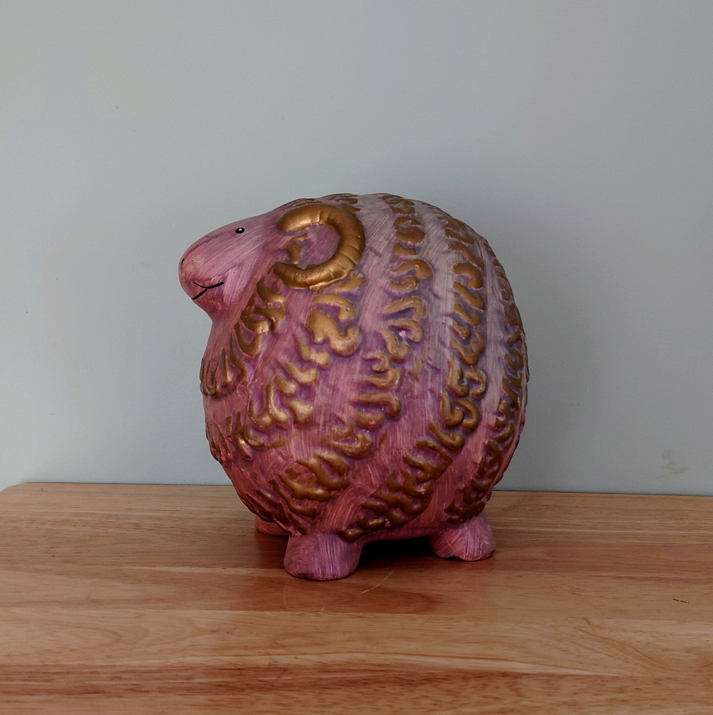 Vintage Sheep Red Large Piggy Bank Kitsch Money Box Pig Piggybank Ceramic Piggy Bank Tip Box Coin Bank Sheep Red Large  Figurine
