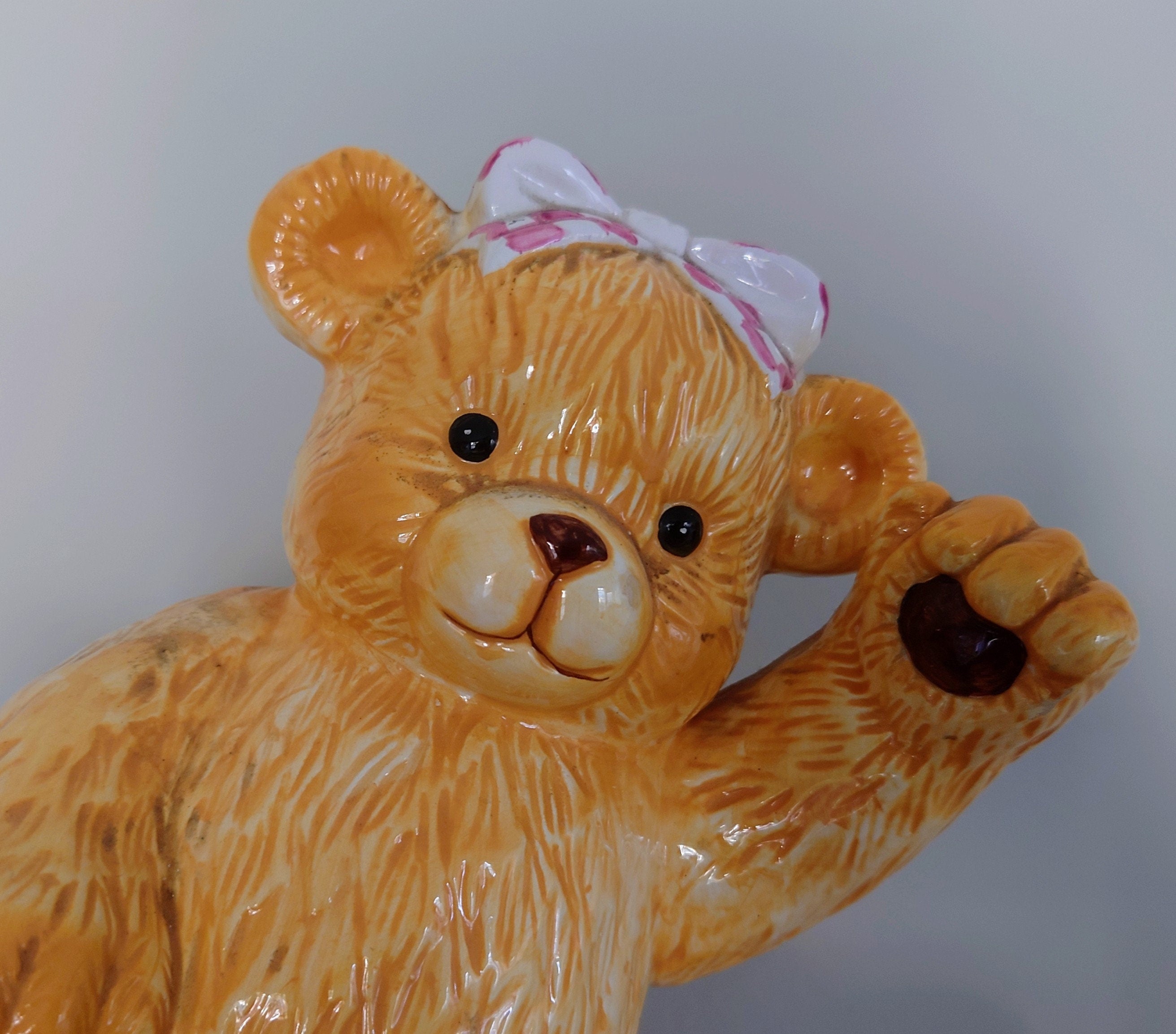 Vintage Teddy Bear Money Box Piggy Bank Children's Nursery Décor Cash Box Cash Box Children's Teddy Large Ceramic Pottery Earthenware Bear