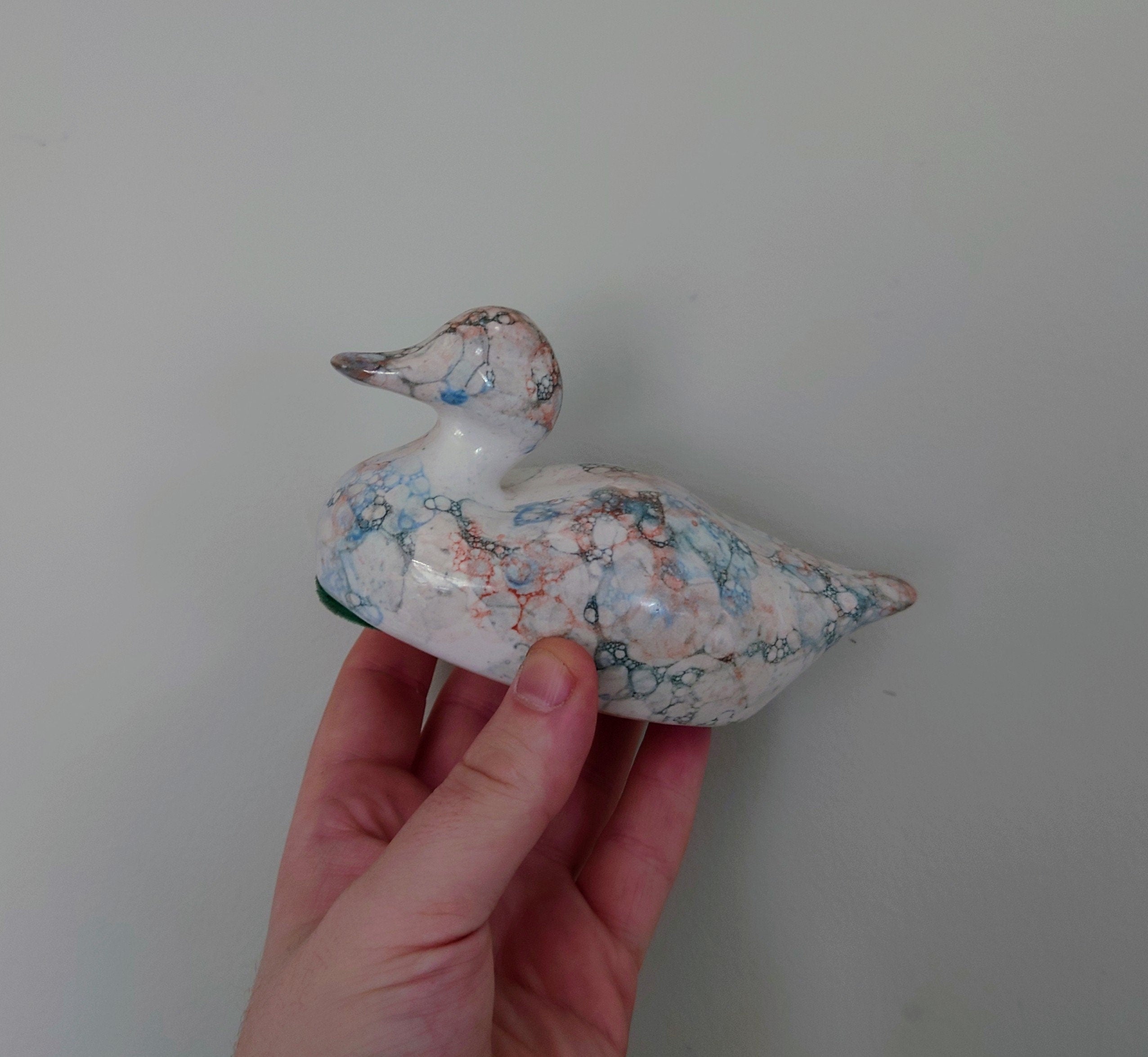 Vintage Ceramic Duck Pair X 2 Figurine Kitsch Duck Marble Duck sculpture Farmyard Animal Kitchen Décor Country Cottage