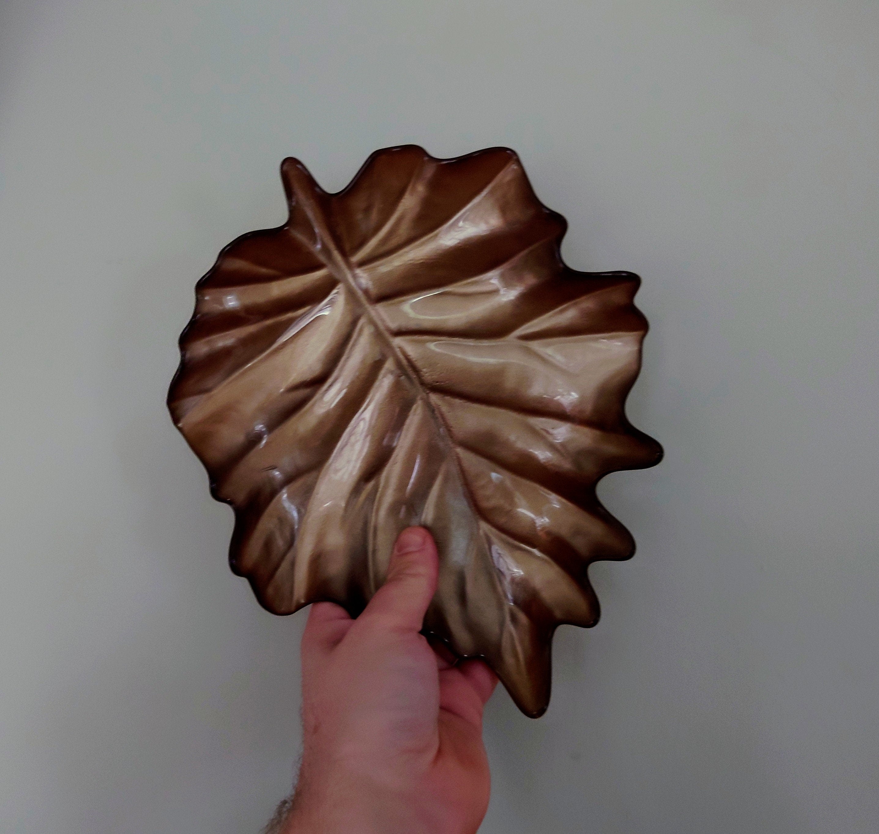 Vintage Gold Leaf Dish Glass Maple Leaf with Lustre effect  Key Dish Decorative Ornamental Leaf Décor Homeware