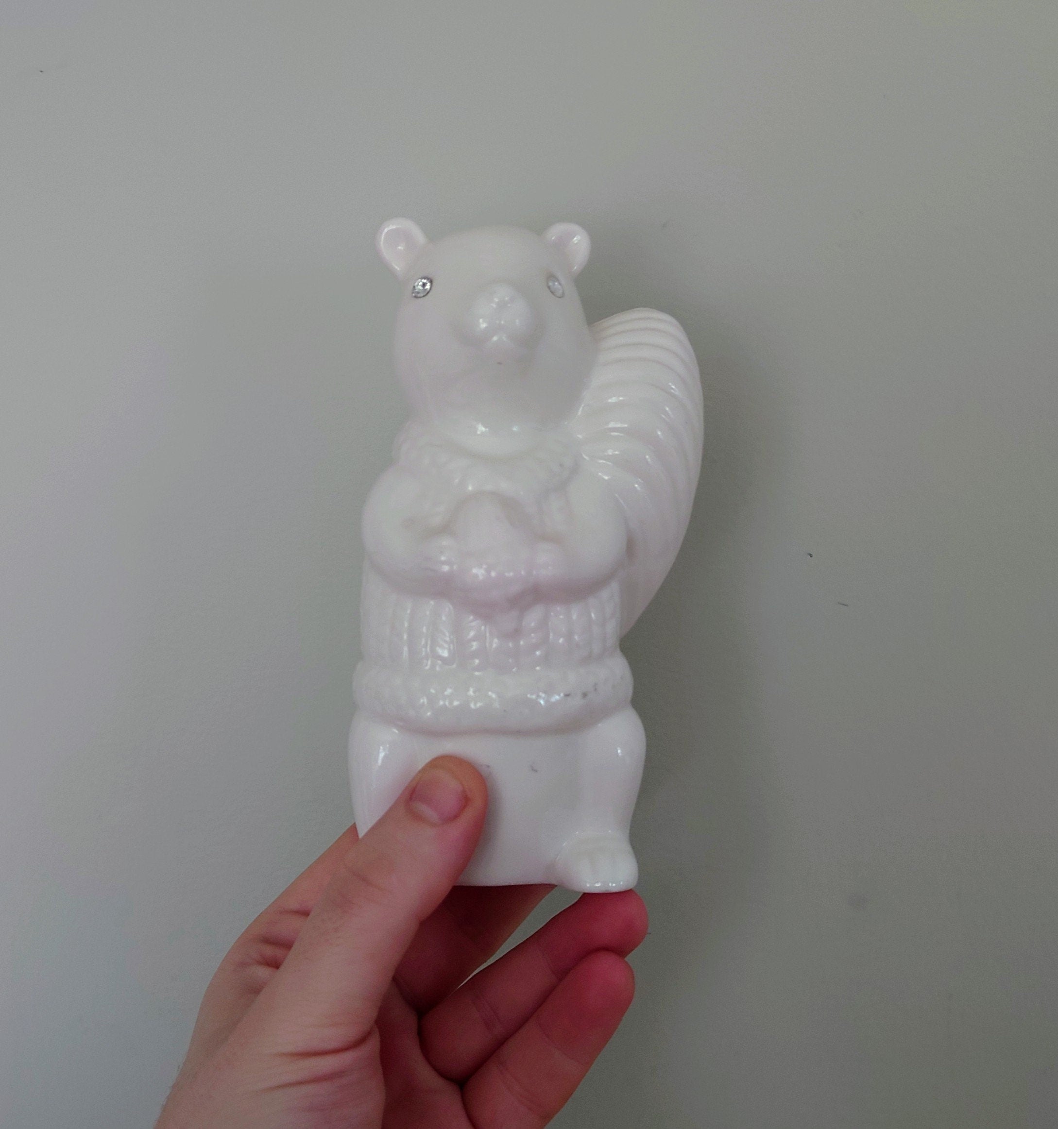 Squirrel and Fox White Statue Figurine Glam Kitsch Decorative Figurine Animal White Ceramic Pottery Woodland Fox and squirrel Vintage
