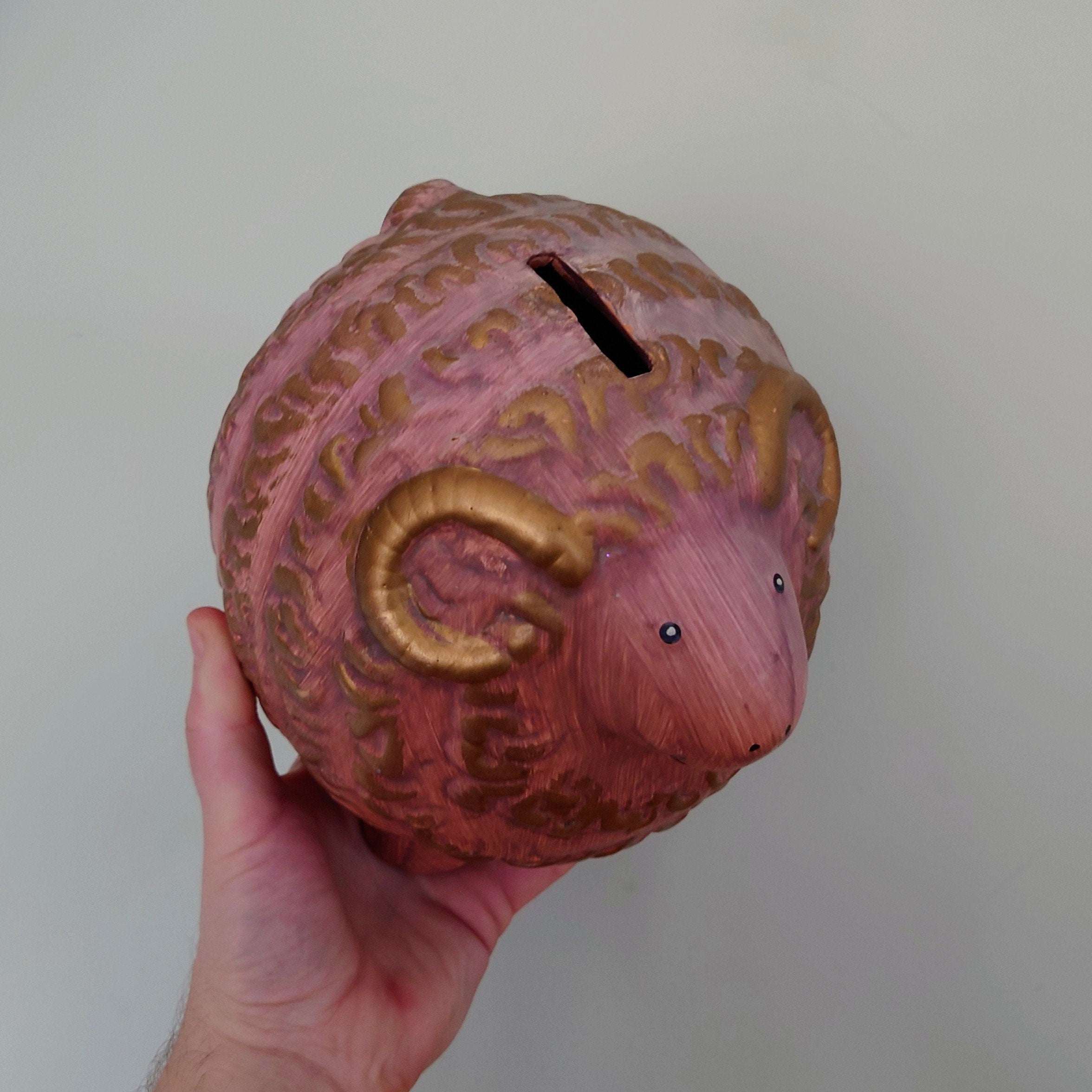 Vintage Sheep Red Large Piggy Bank Kitsch Money Box Pig Piggybank Ceramic Piggy Bank Tip Box Coin Bank Sheep Red Large  Figurine