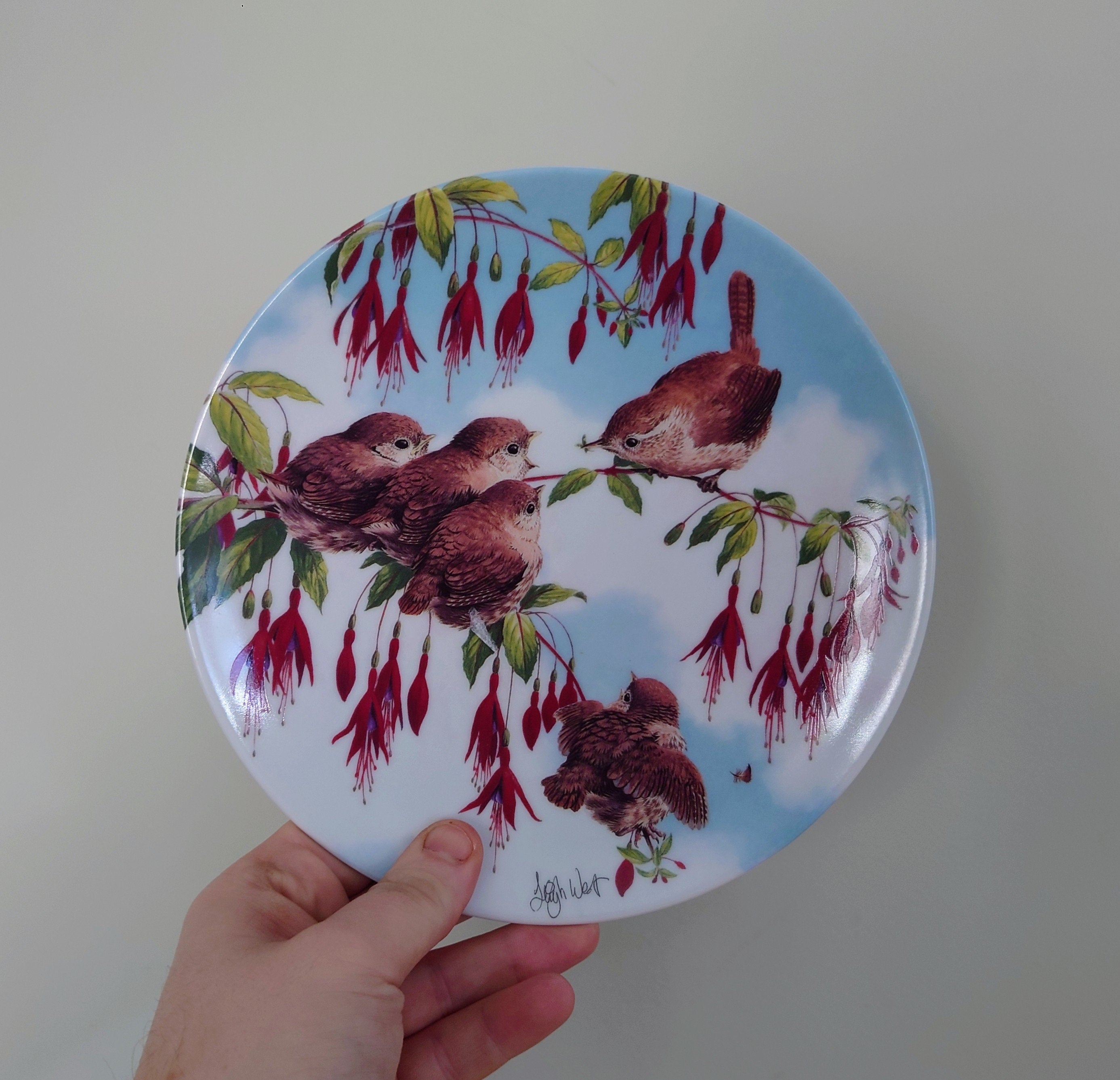 Vintage Bird Decorative Finch Bird Plate Wall Ceramic Finch Plate Royal Worcester ' Lunchtime'  Fine Bone China Porcelain England