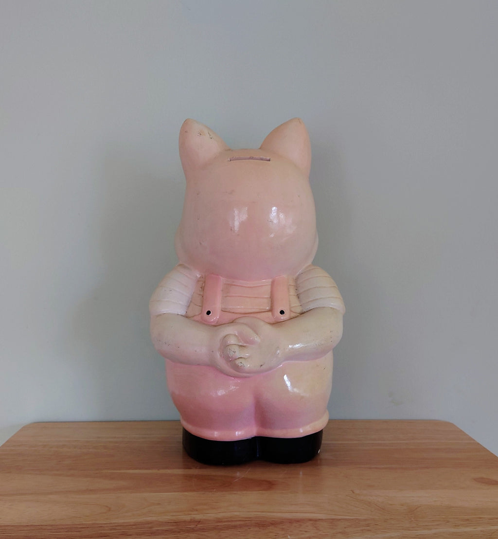 Vintage Large Piggy Bank Kitsch Money Box Pig Piggybank Ceramic Piggy Bank Tip Box Coin Bank Pig Figurine Cash Box