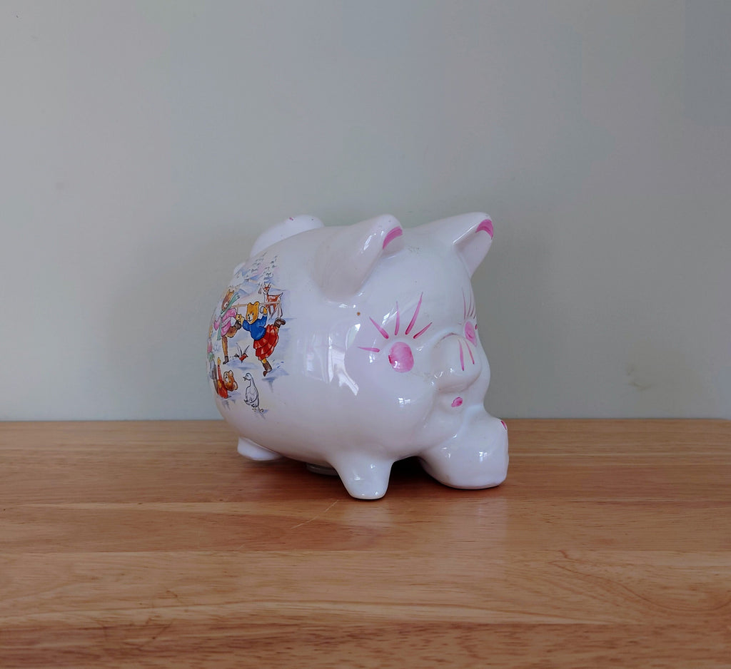 Vintage Piggy Bank Kitsch Money Box Pig Piggybank Ceramic Piggy Bank Tip Box Coin Bank Pig Figurine