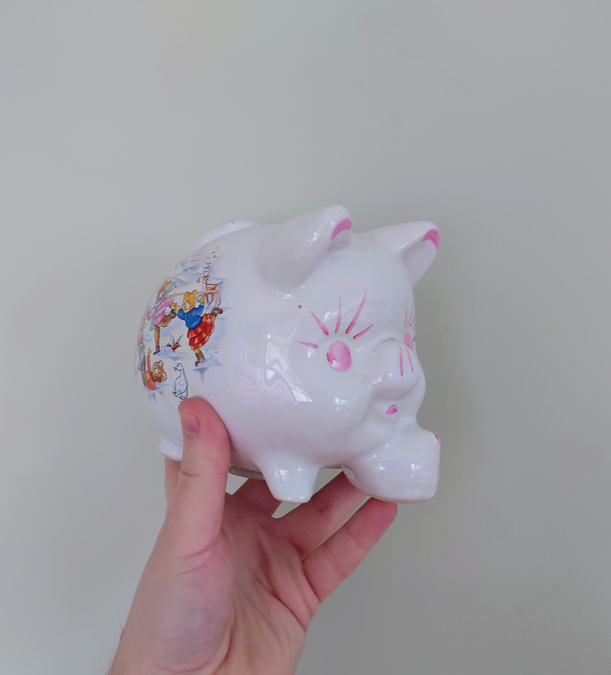 Vintage Piggy Bank Kitsch Money Box Pig Piggybank Ceramic Piggy Bank Tip Box Coin Bank Pig Figurine