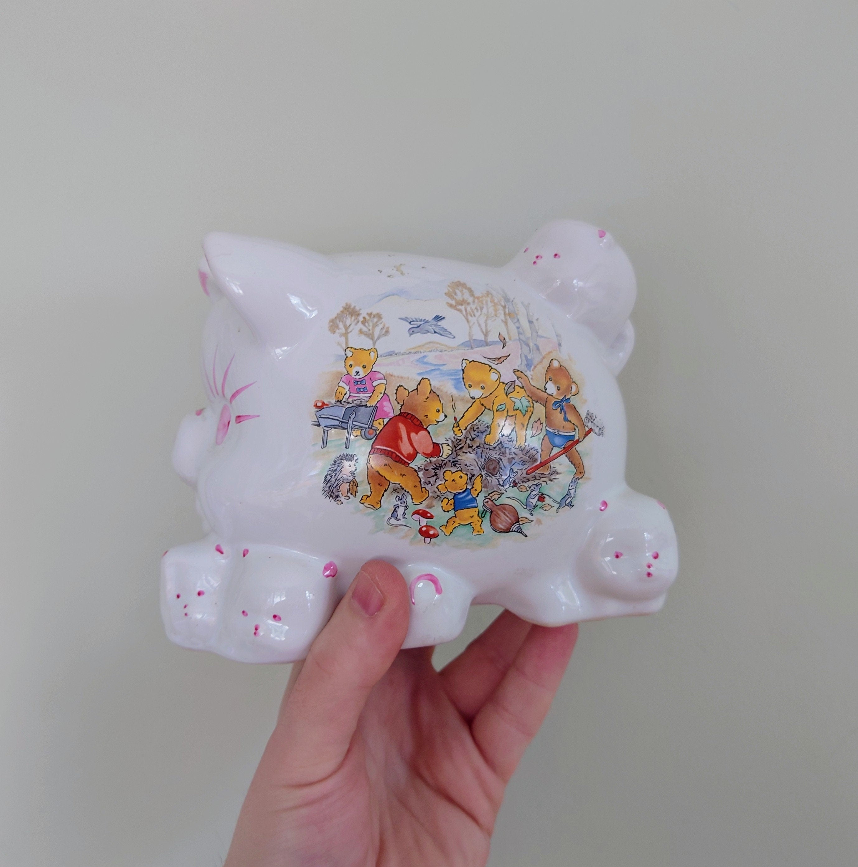 Vintage Piggy Bank Kitsch Money Box Pig Piggybank Ceramic Piggy Bank Tip Box Coin Bank Pig Figurine
