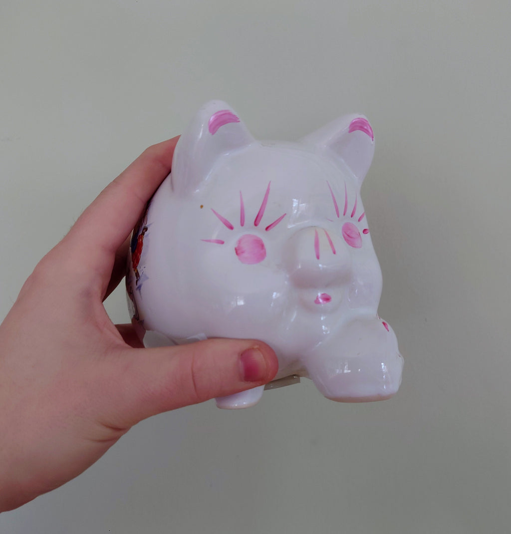 Vintage Piggy Bank Kitsch Money Box Pig Piggybank Ceramic Piggy Bank Tip Box Coin Bank Pig Figurine