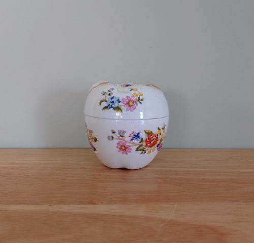 Apple Trinket Box Cottage Garden Aynsley Jewellery Fine Bone China Porcelain Made in England Cottage Garden Pattern Collectable Vintage
