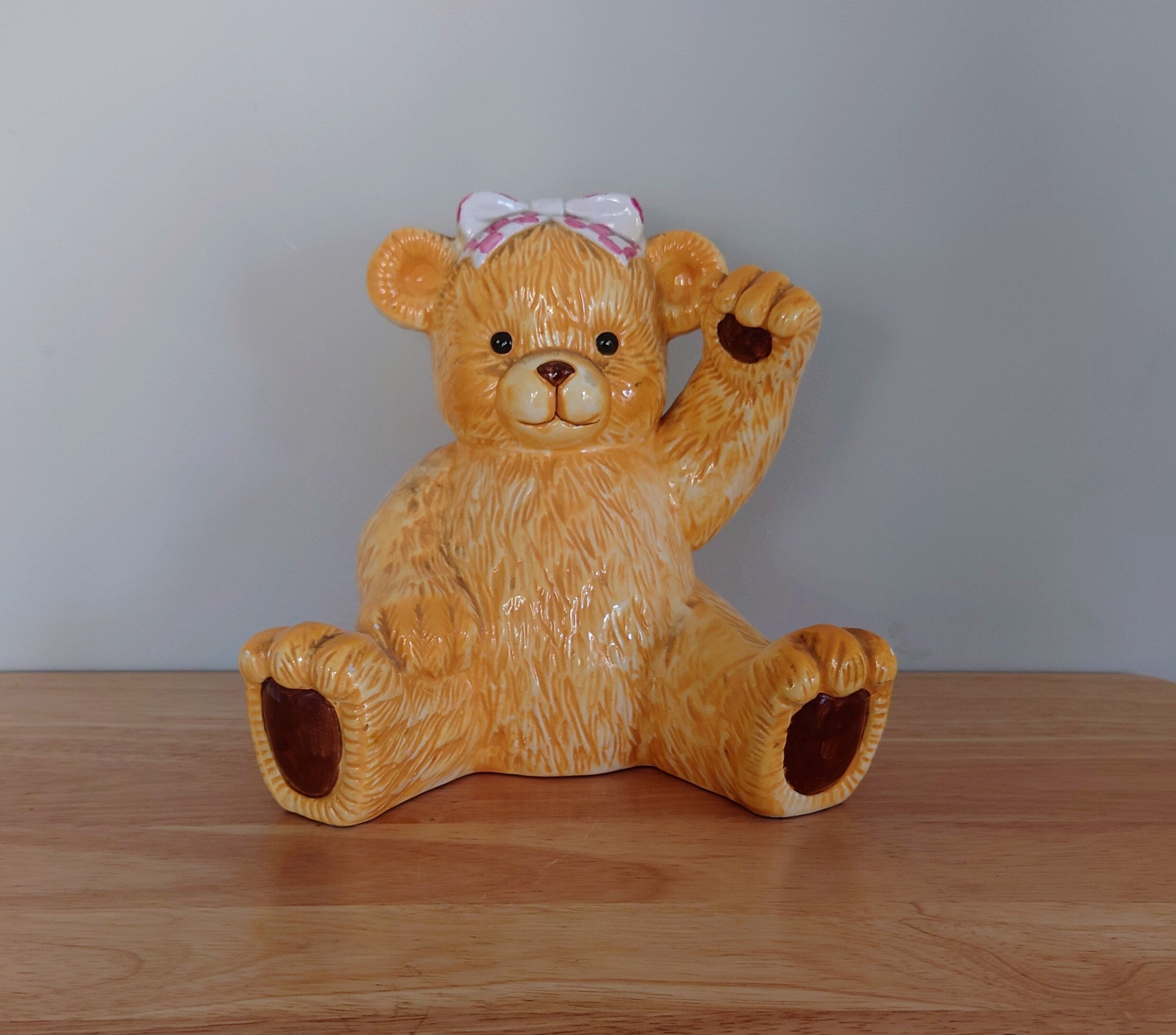 Vintage Teddy Bear Money Box Piggy Bank Children's Nursery Décor Cash Box Cash Box Children's Teddy Large Ceramic Pottery Earthenware Bear