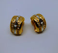 Vintage Earrings Gold Diamond Clip on Earrings Diamanté Rhinestone Retro Gold Costume Jewellery Jewelry